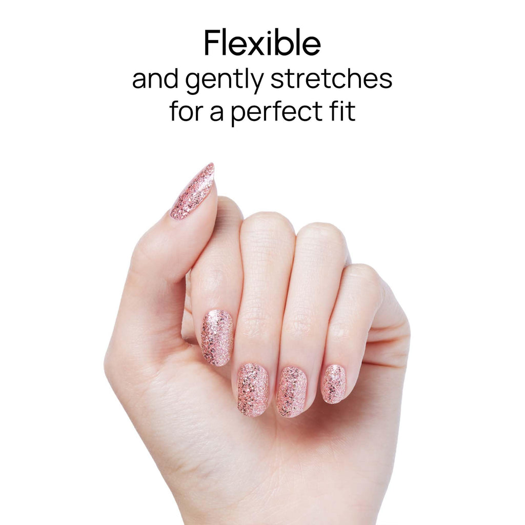 Color Street Social Butterfly Glitter Nail Strips – Rose Gold, Zero Dry Time