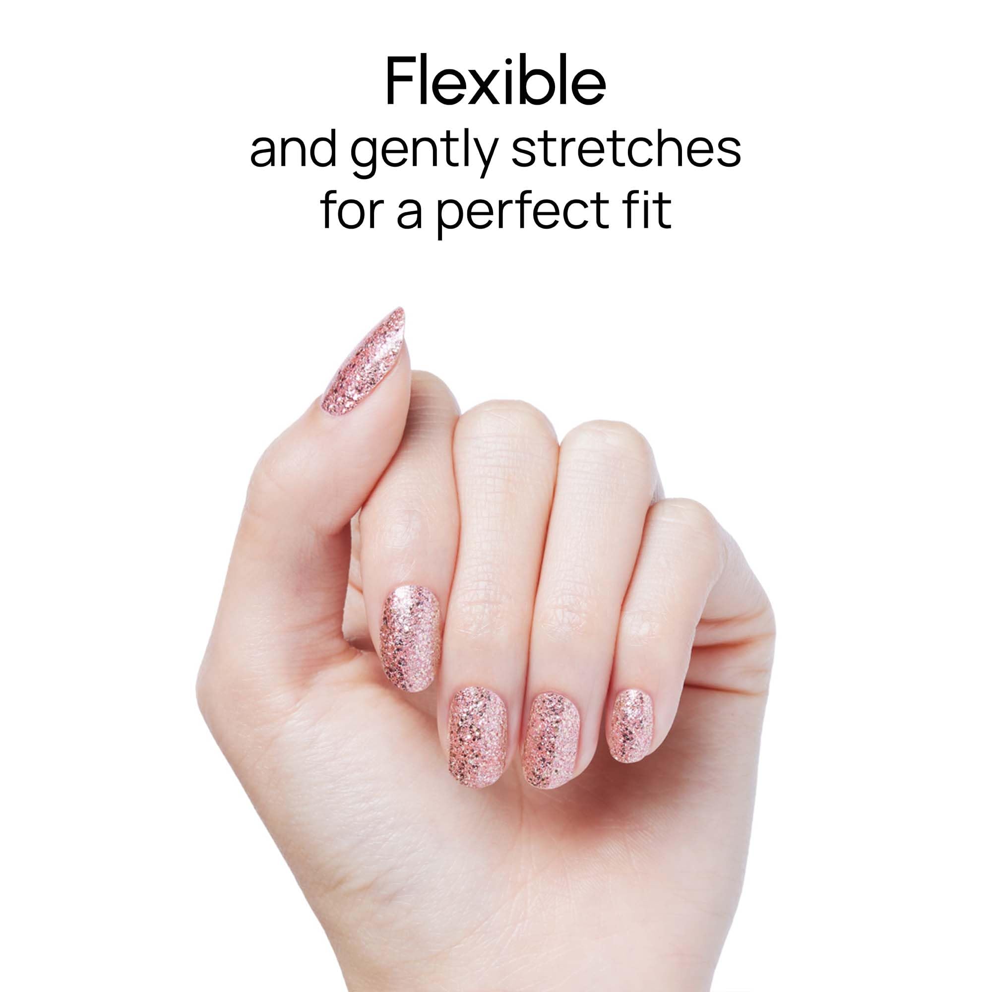 Color Street Social Butterfly Glitter Nail Strips – Rose Gold, Zero Dry Time