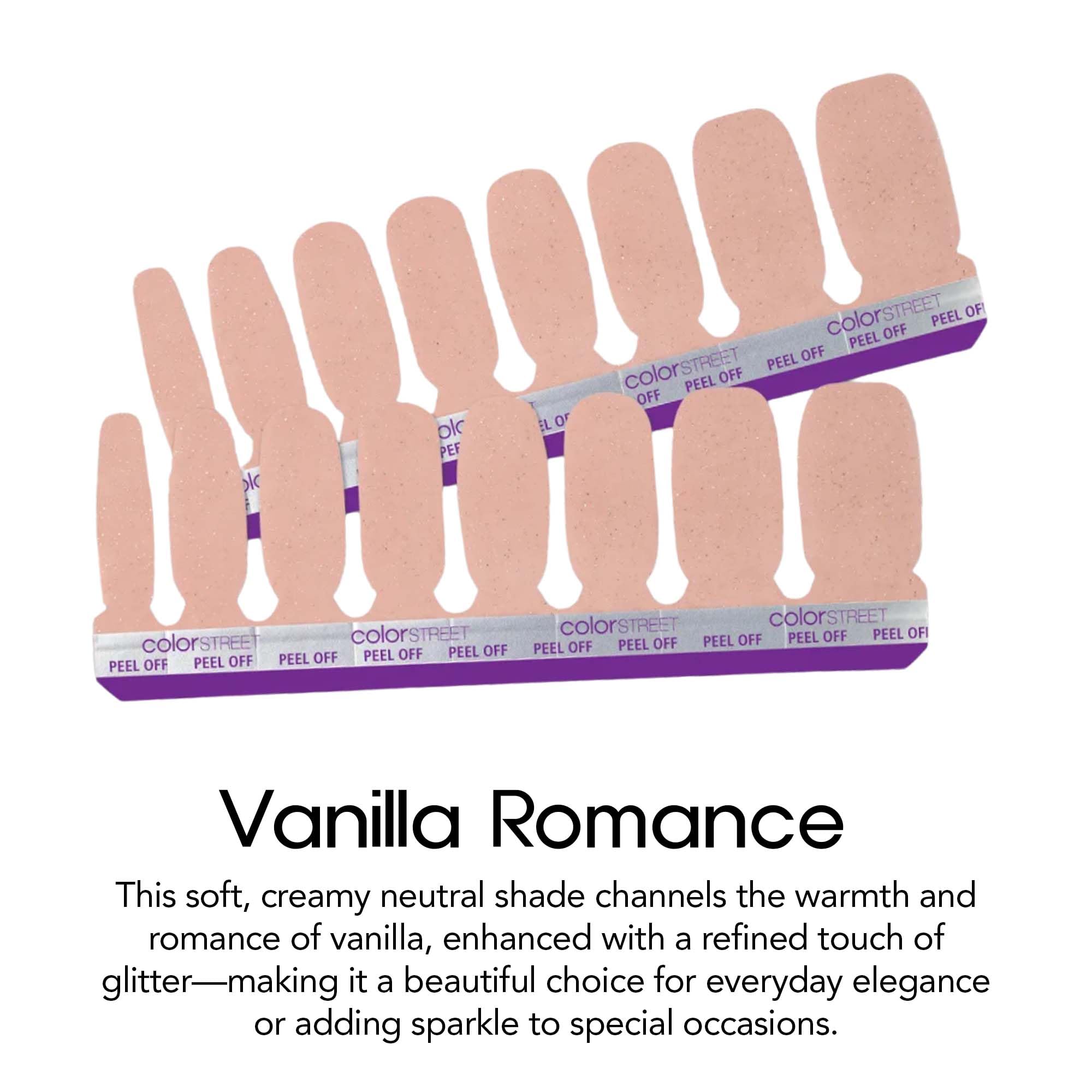 Color Street Vanilla Romance Glitter Nail Strips – No Dry Time, Salon-Quality at Home