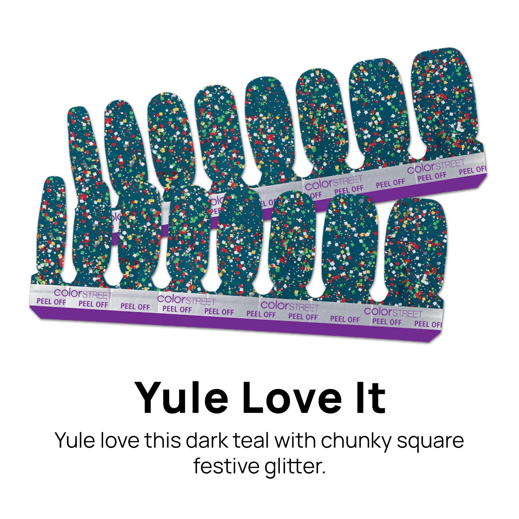 Color Street Yule Love It Teal Confetti Nail Strips | Holiday Manicure