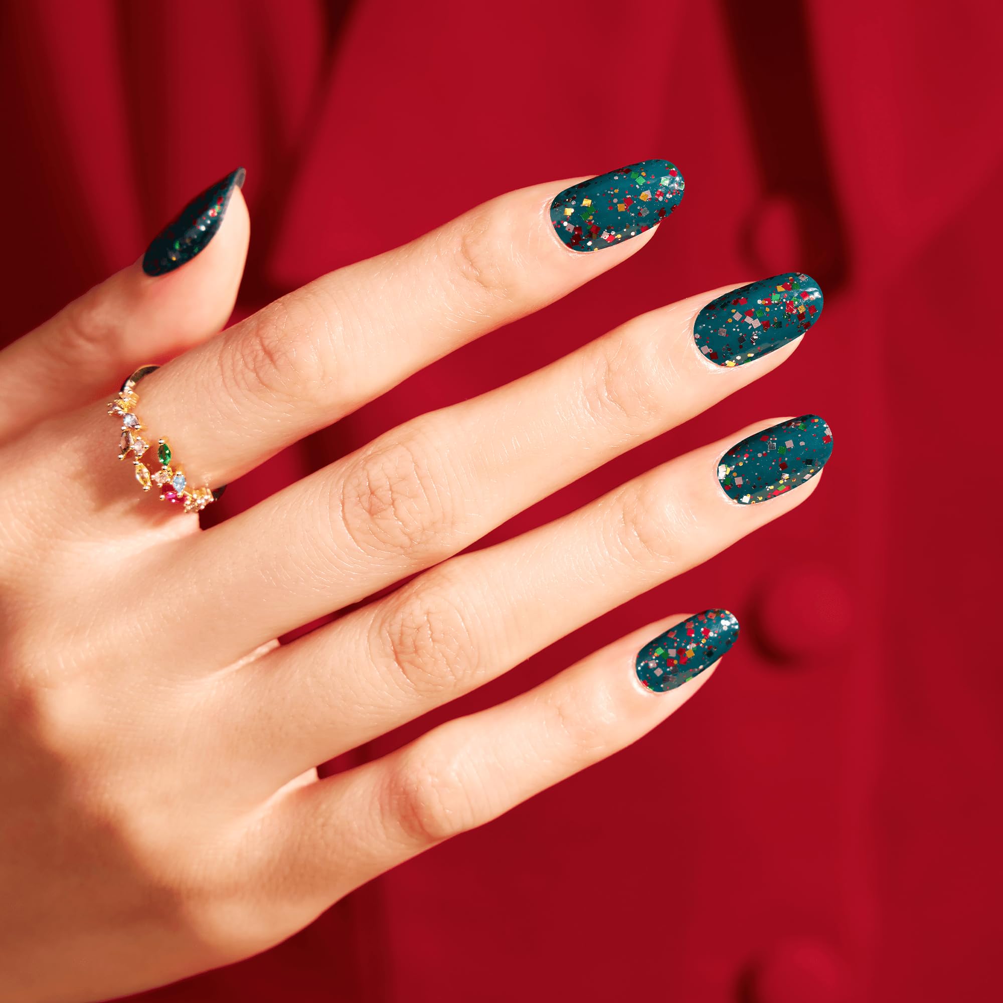 Color Street Yule Love It Teal Confetti Nail Strips | Holiday Manicure