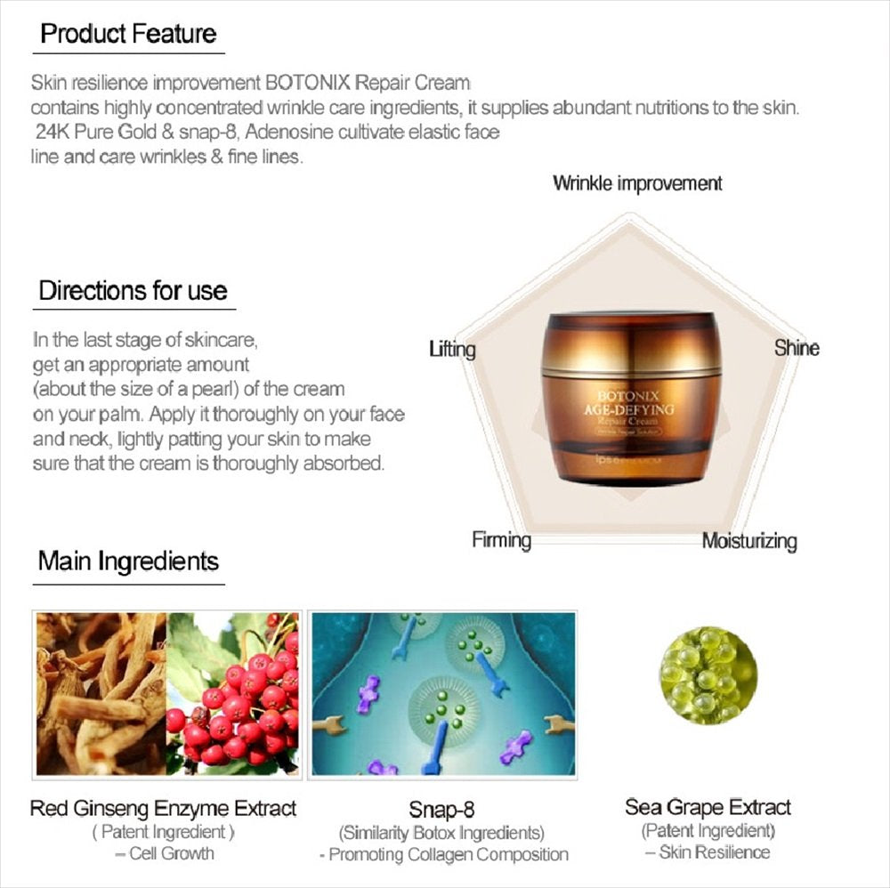 COLORCODE BOTONIX Natural Age Defying Cream 24K Gold + 8 Peptides – Lift & Glow Bundle