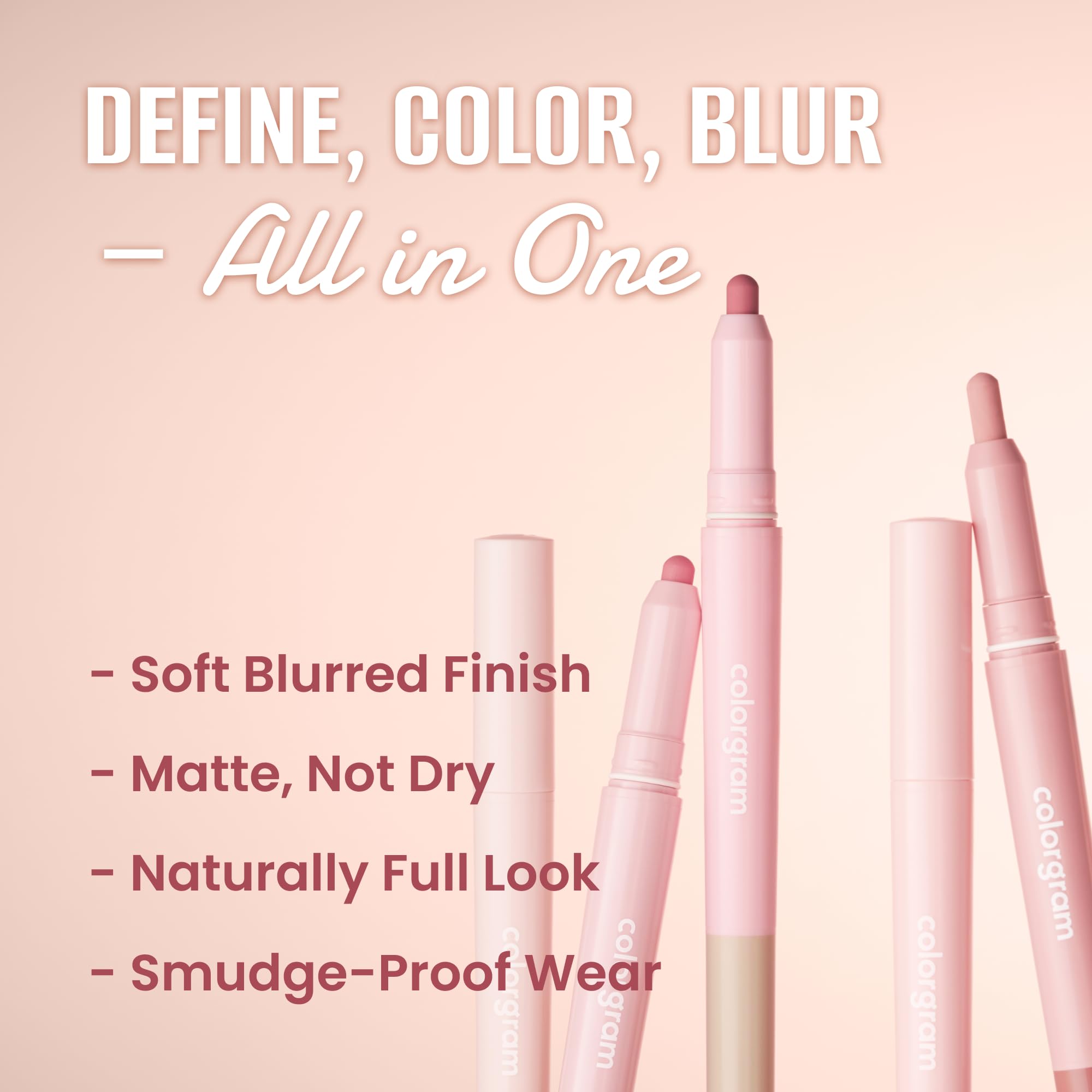 COLORGRAM All In One Over-Lip Maker 03 Peach Beige | Lip Liner & Contour, Matte Finish, Fuller-Look Lips, Waterproof