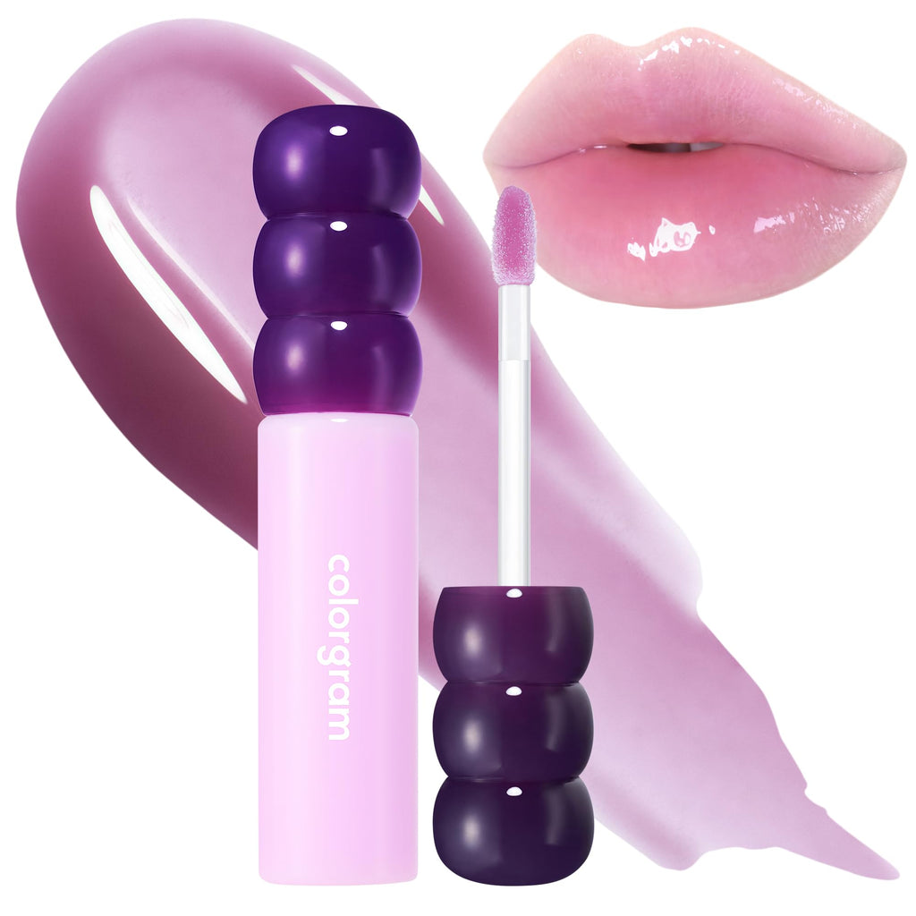 COLORGRAM Fruity Glass Gloss 01 Grape Black | Glass-Shine Lip Gloss, Non-Sticky & Hydrating