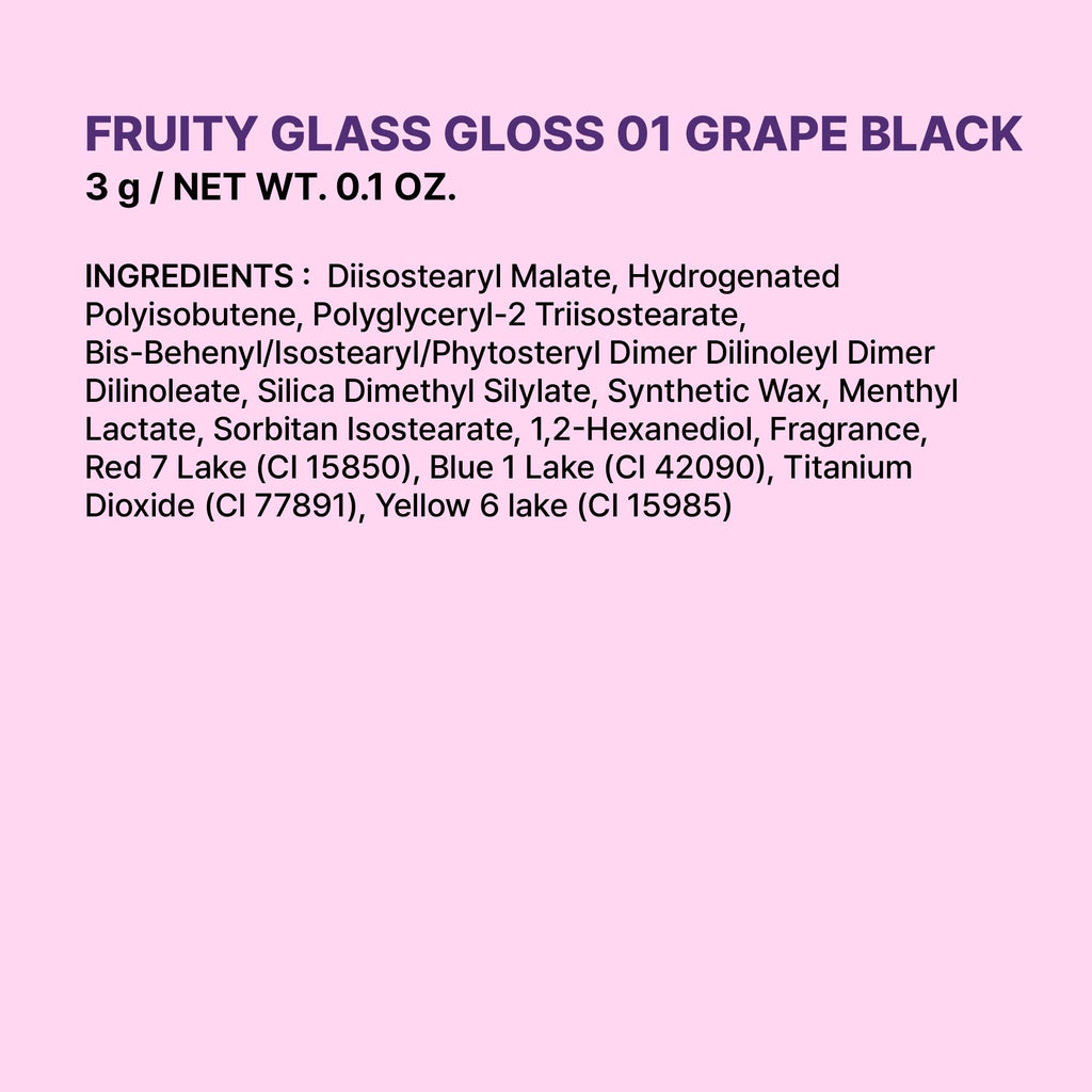 COLORGRAM Fruity Glass Gloss 01 Grape Black | Glass-Shine Lip Gloss, Non-Sticky & Hydrating