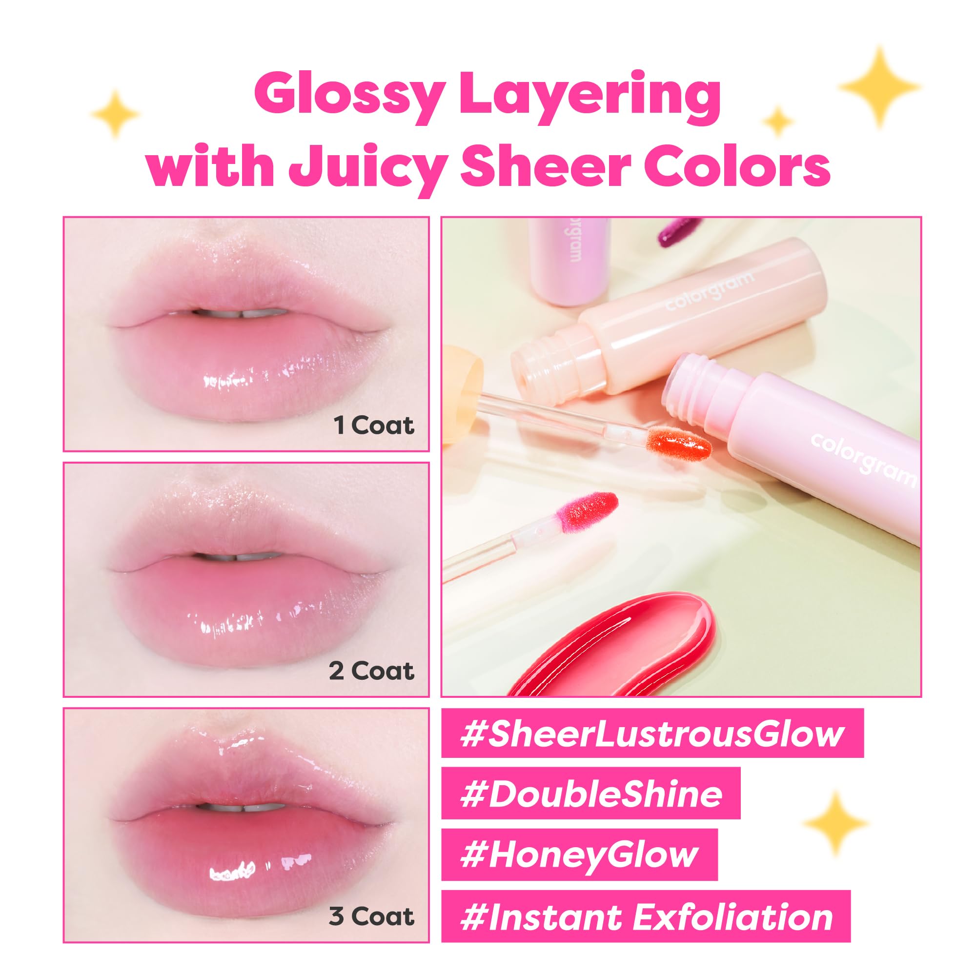 COLORGRAM Fruity Glass Gloss 01 Grape Black | Glass-Shine Lip Gloss, Non-Sticky & Hydrating