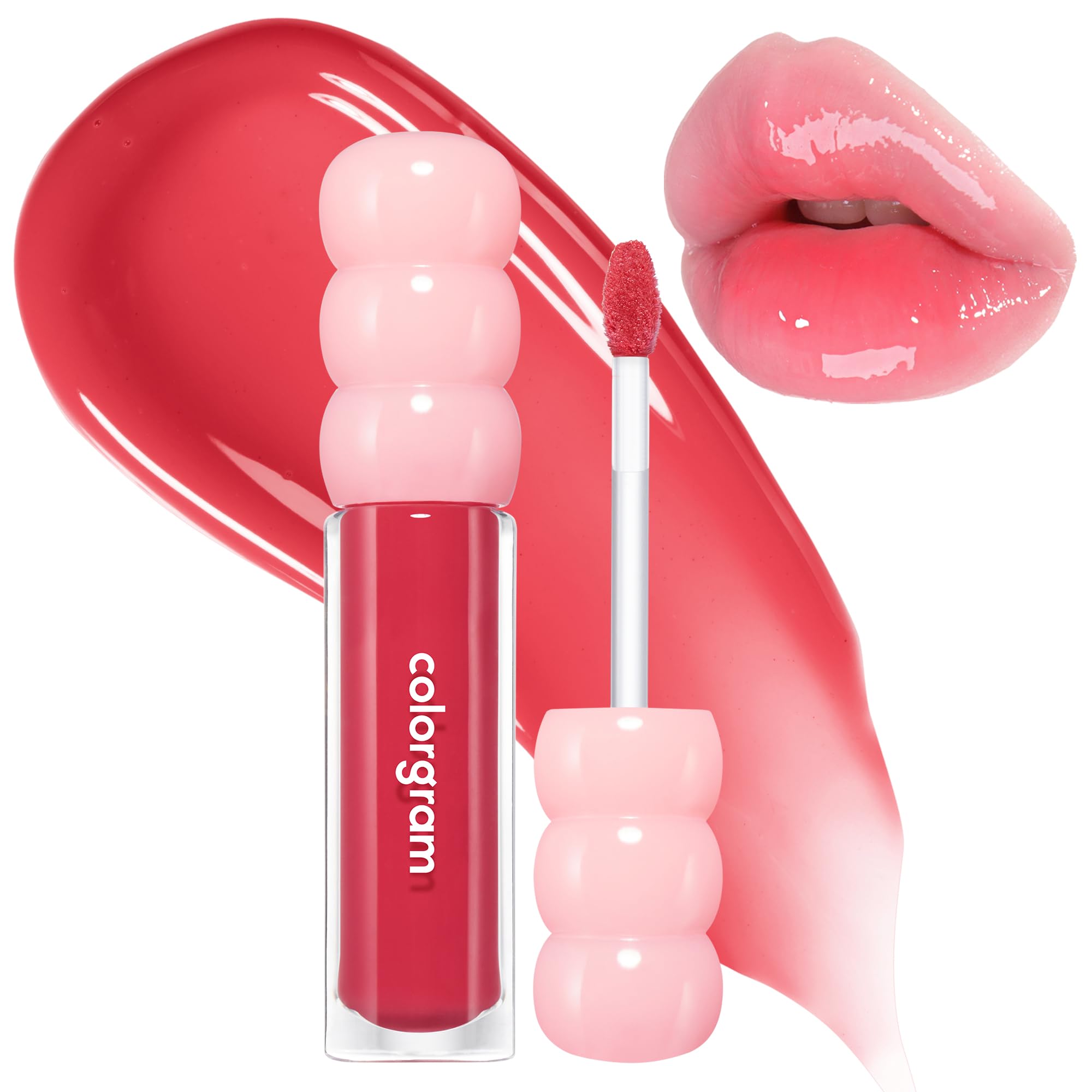 COLORGRAM Fruity Glass Gloss 05 Baby Lychee – Non-Sticky Lip Gloss with Glass Shine
