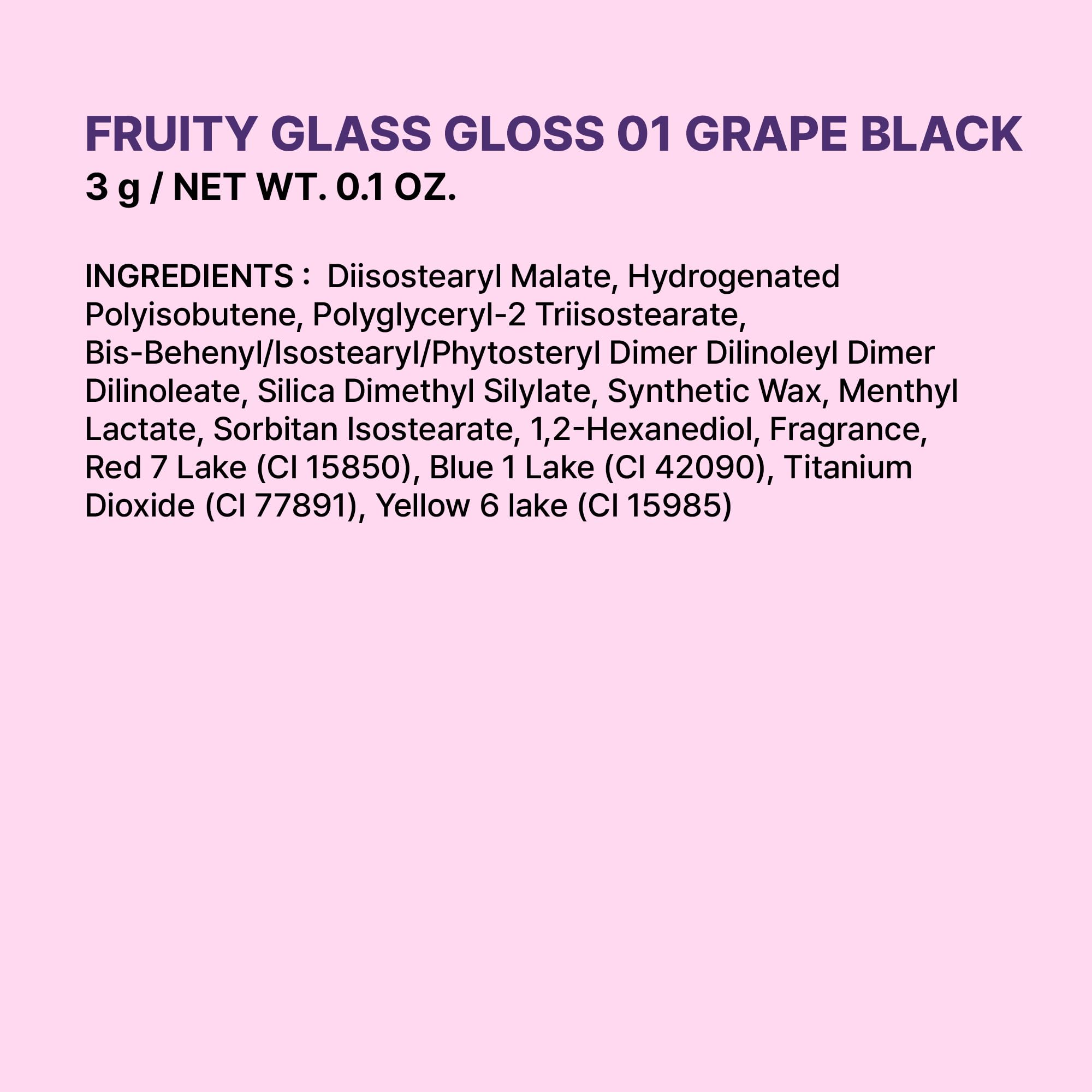COLORGRAM Fruity Glass Gloss 05 Baby Lychee – Non-Sticky Lip Gloss with Glass Shine