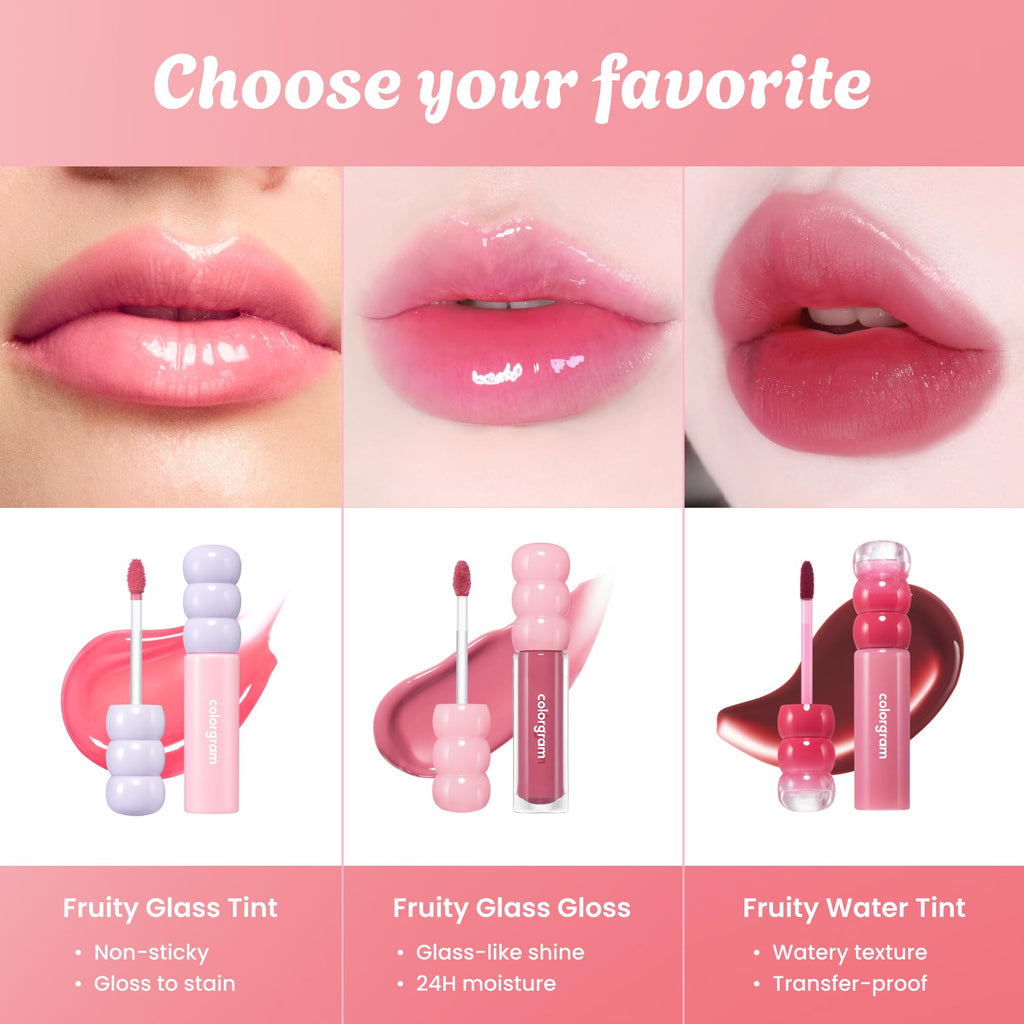 COLORGRAM Fruity Glass Tint 15 Satisfied Fig — Non-Sticky Lip Shine