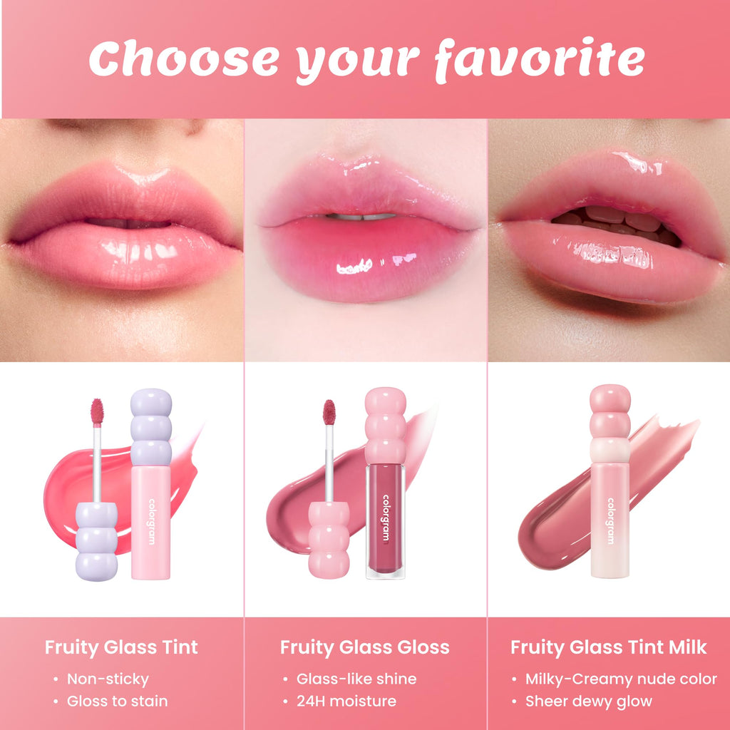 COLORGRAM Fruity Glass Tint Milk 01 Berry Amazing | Hydrating Lip Tint