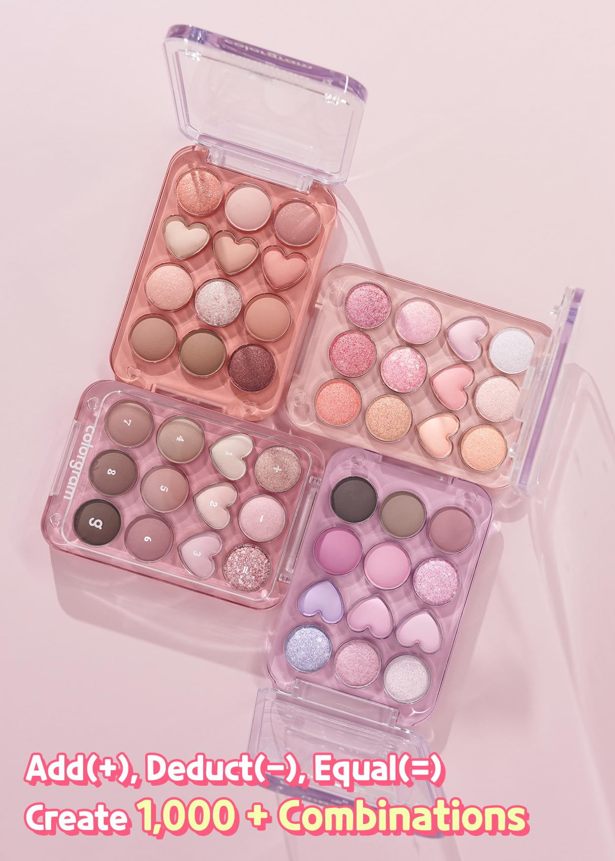 COLORGRAM Pin Point Eyeshadow Palette 03 Pink+Lavender | Ultra-Blendable Matte, Glitter & Shimmer Shades | Calculator Design
