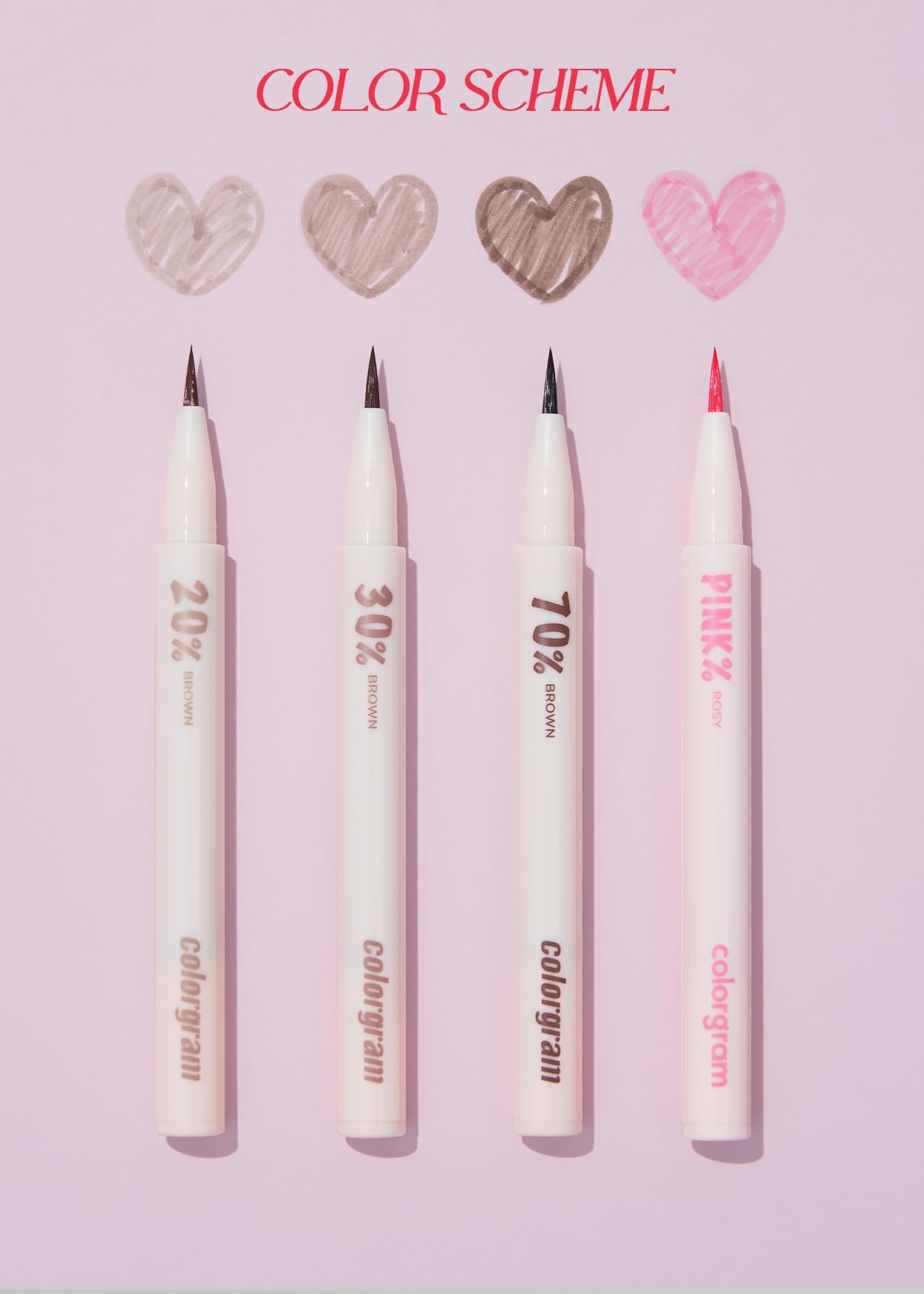 COLORGRAM Shade Re-Forming Brush Liner 04 Pink – Silky-Smooth, Long-Lasting Eyeliner