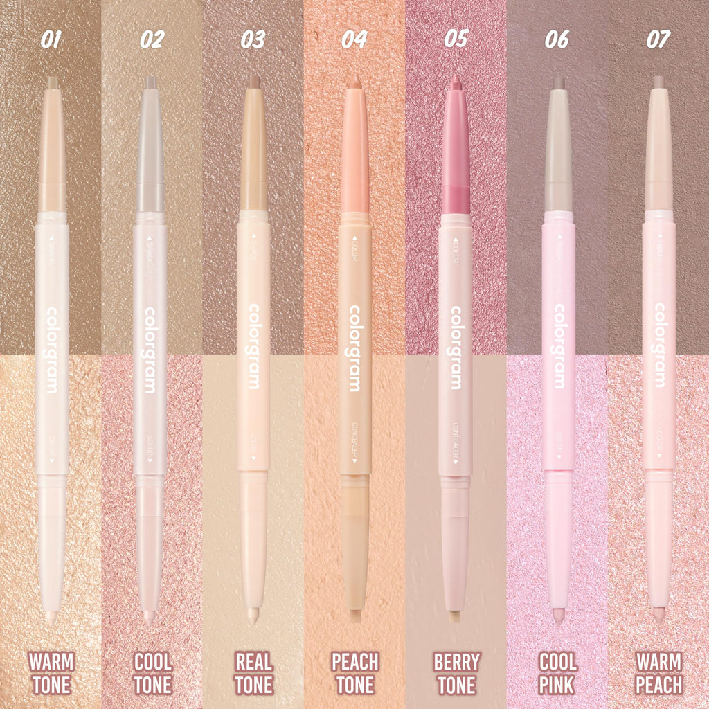 COLORGRAM Under Eye Highlighter Stick 07 Warm Peach | Double-Sided Glow & Contour