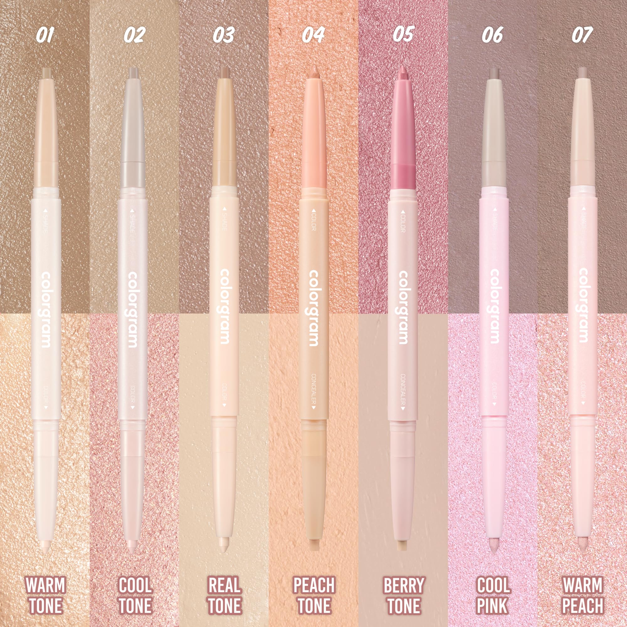COLORGRAM Under Eye Highlighter Stick 07 Warm Peach | Double-Sided Glow & Contour