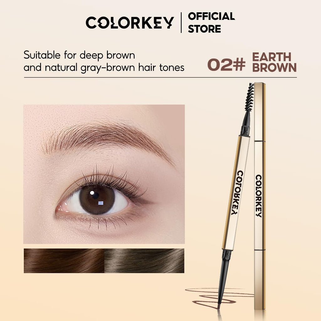 COLORKEY Contour Sketch Eyebrow Pencil – Retractable, Triangular Core, Long-Lasting Earth Brown