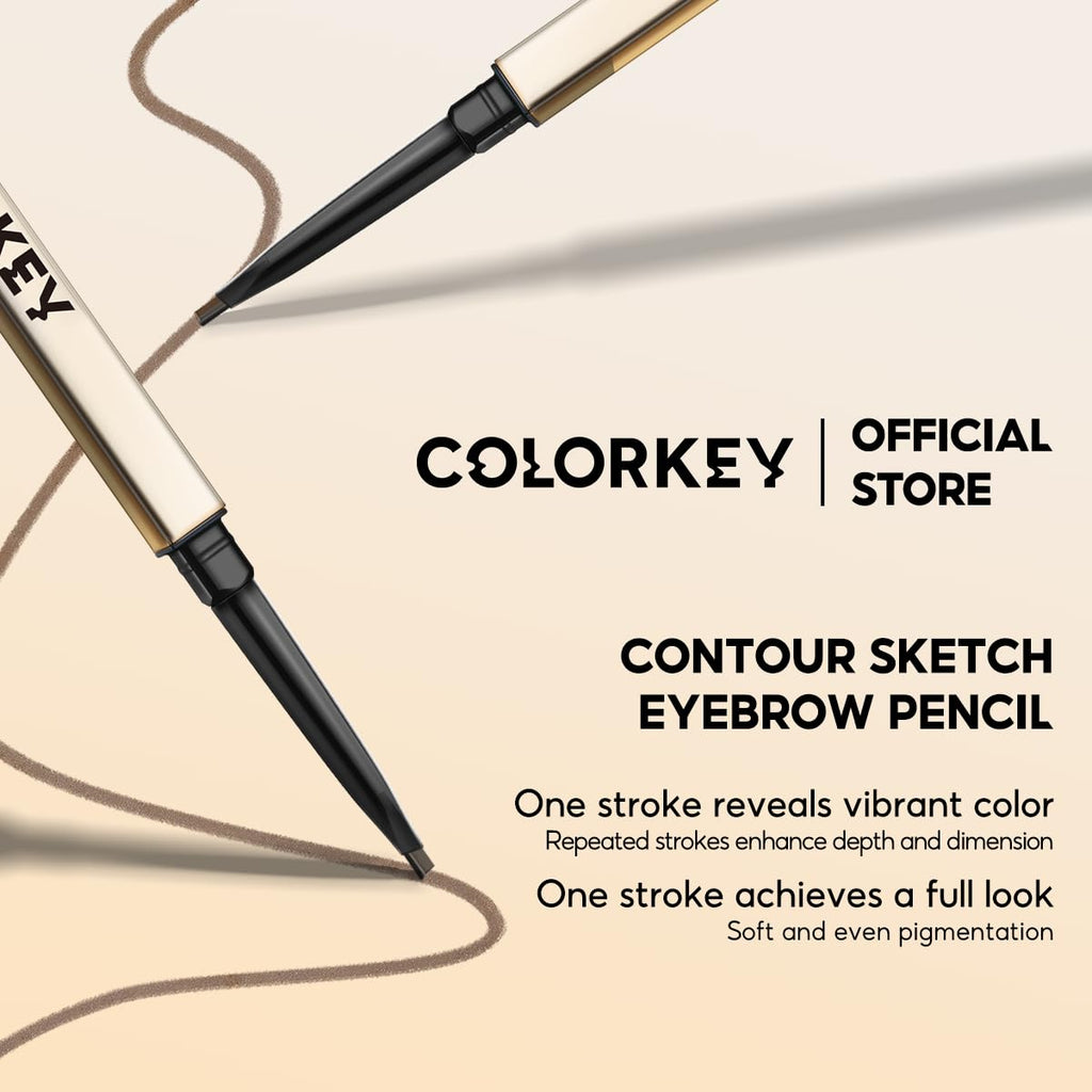 COLORKEY Contour Sketch Eyebrow Pencil – Retractable, Triangular Core, Long-Lasting Earth Brown