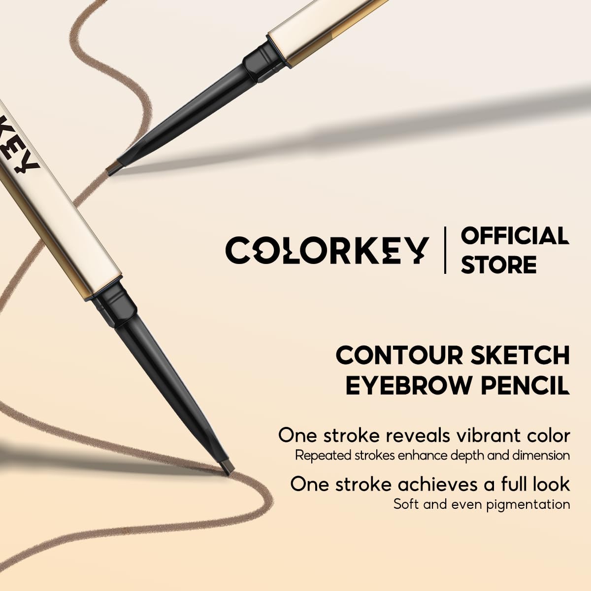 COLORKEY Contour Sketch Eyebrow Pencil – Retractable, Triangular Core, Long-Lasting Earth Brown