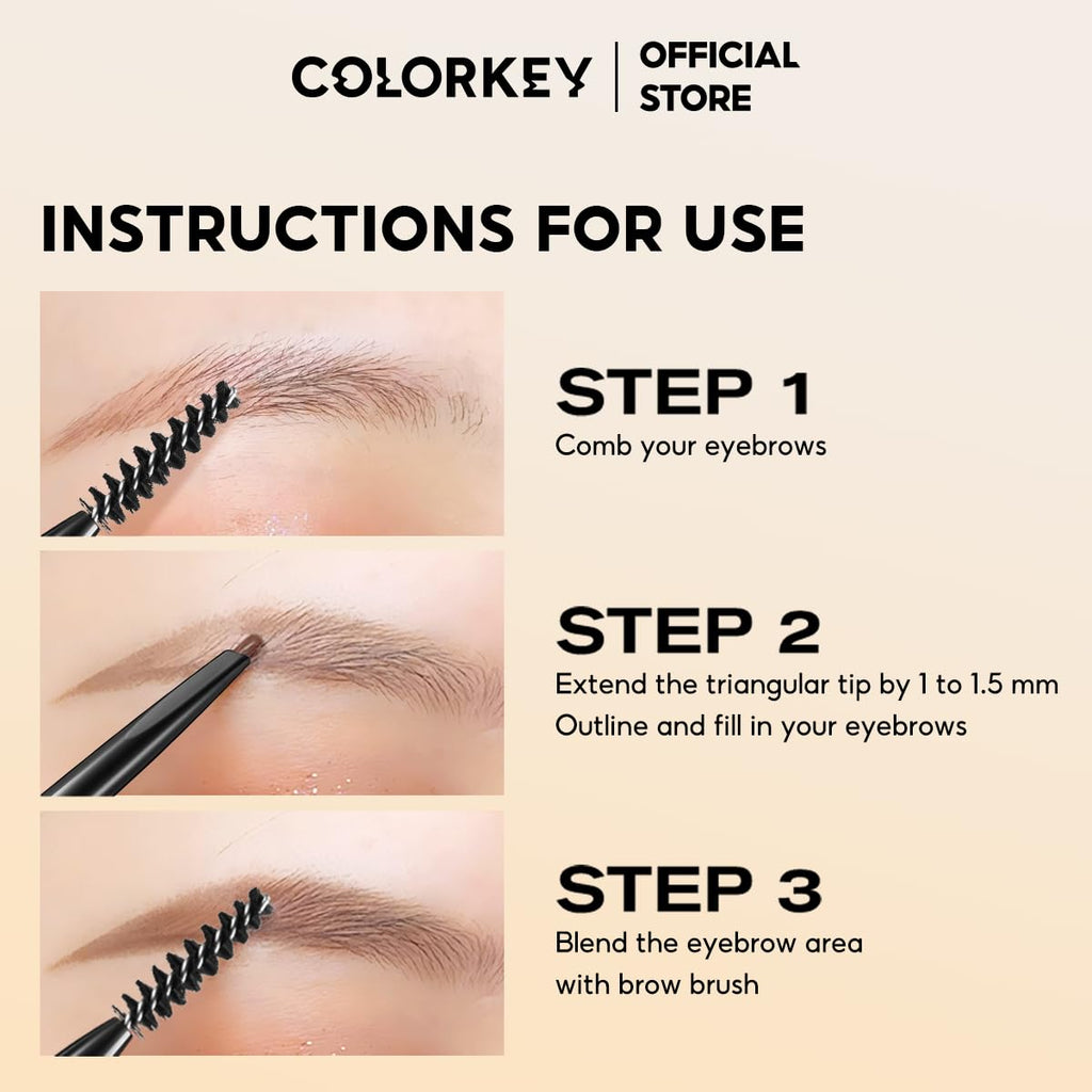 COLORKEY Contour Sketch Eyebrow Pencil – Retractable, Triangular Core, Long-Lasting Earth Brown
