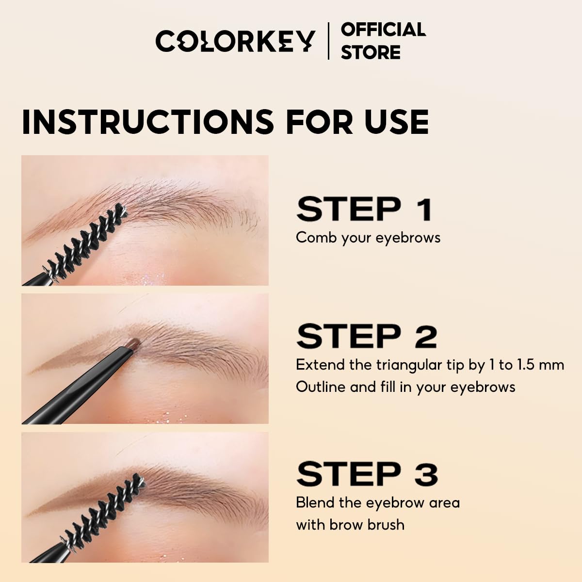 COLORKEY Contour Sketch Eyebrow Pencil – Retractable, Triangular Core, Long-Lasting Earth Brown