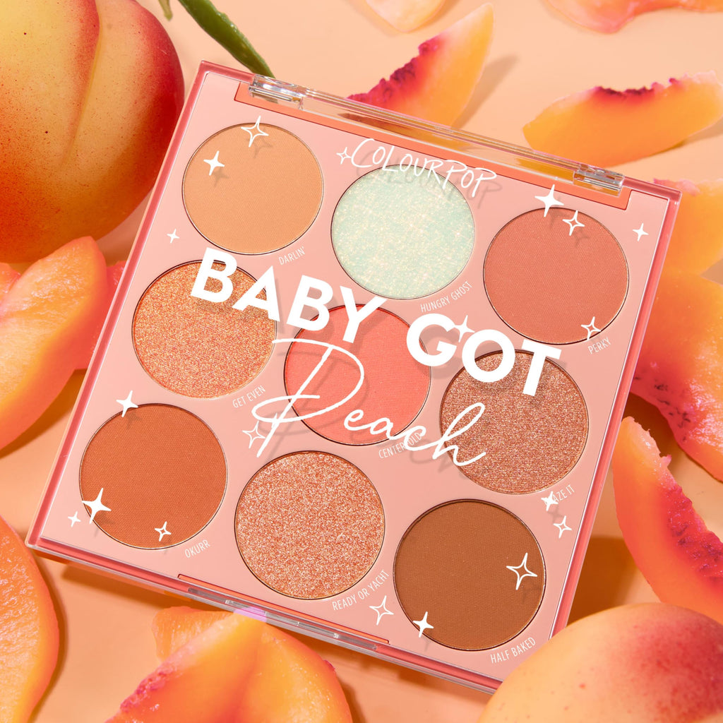 ColourPop Baby Got Peach Eyeshadow Palette – Orange & Coral (9 Sh shades) Matte, Metallic & Glitter – 0.3 oz