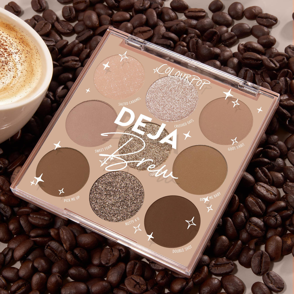 ColourPop Deja Brew Eyeshadow Palette – Cool-Toned Nude Shades, Matte & Metallic Finishes