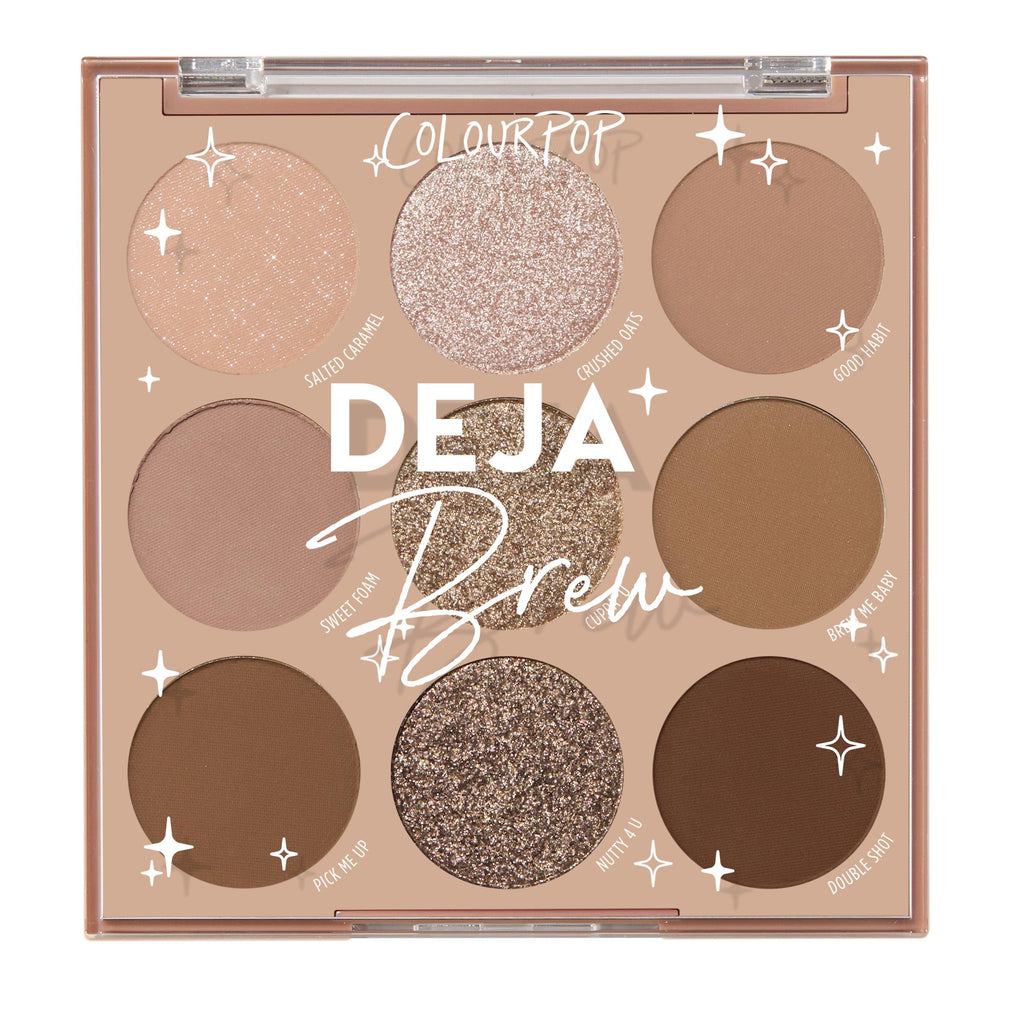ColourPop Deja Brew Eyeshadow Palette – Cool-Toned Nude Shades, Matte & Metallic Finishes