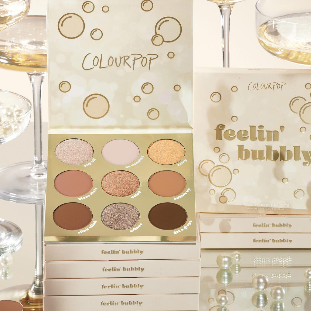 ColourPop Feelin' Bubbly Eyeshadow Palette – Brown & Gold, Metallic & Matte Finishes, Long-Wearing Formula