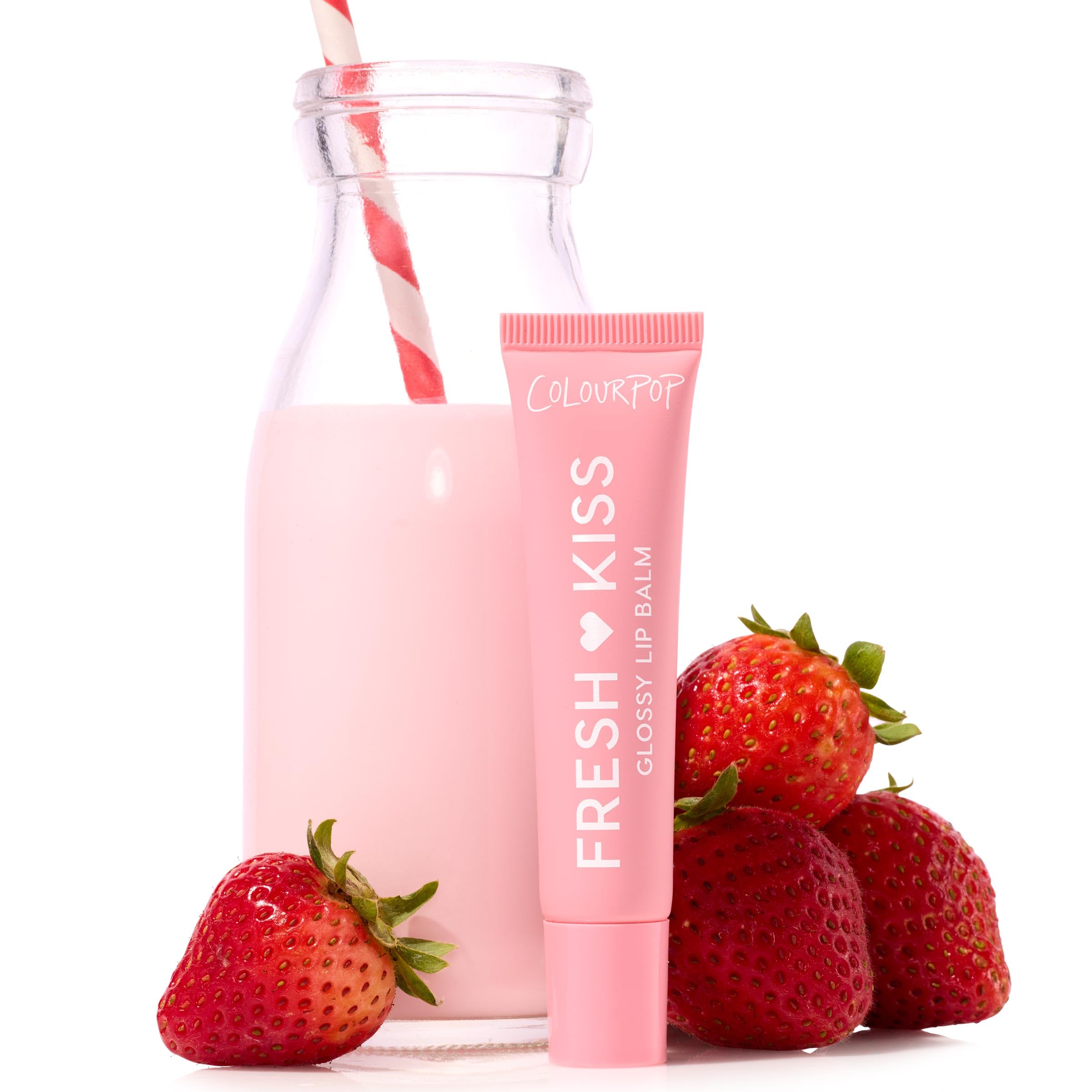 ColourPop Fresh Kiss Glossy Lip Balm — Hydrating Lip Care with Peptides & Hyaluronic Acid (Strawberry Milk, 2 Count)