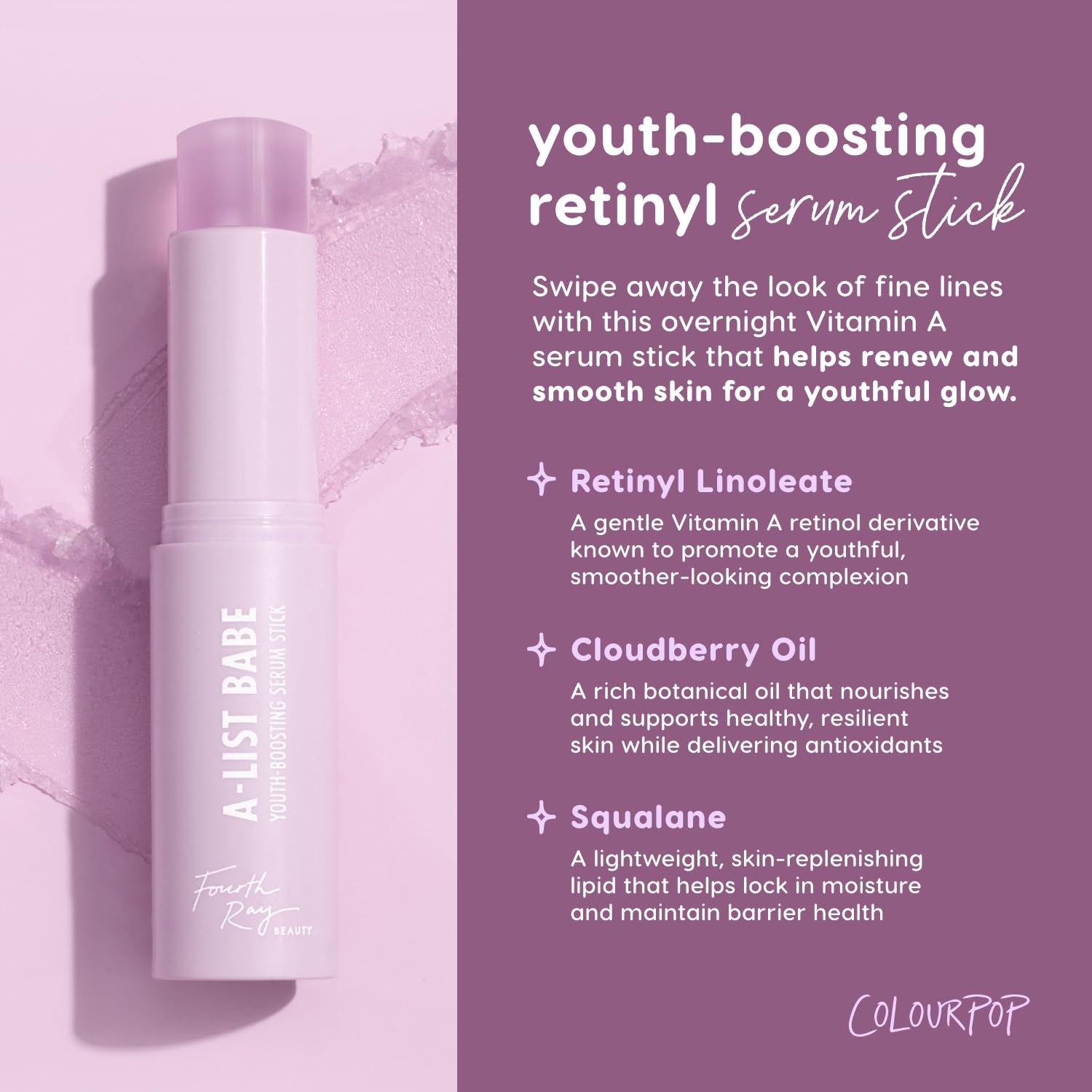 ColourPop Retinol Serum Stick – Anti-Aging, Water-Free Balm for Glow-Ready Summer