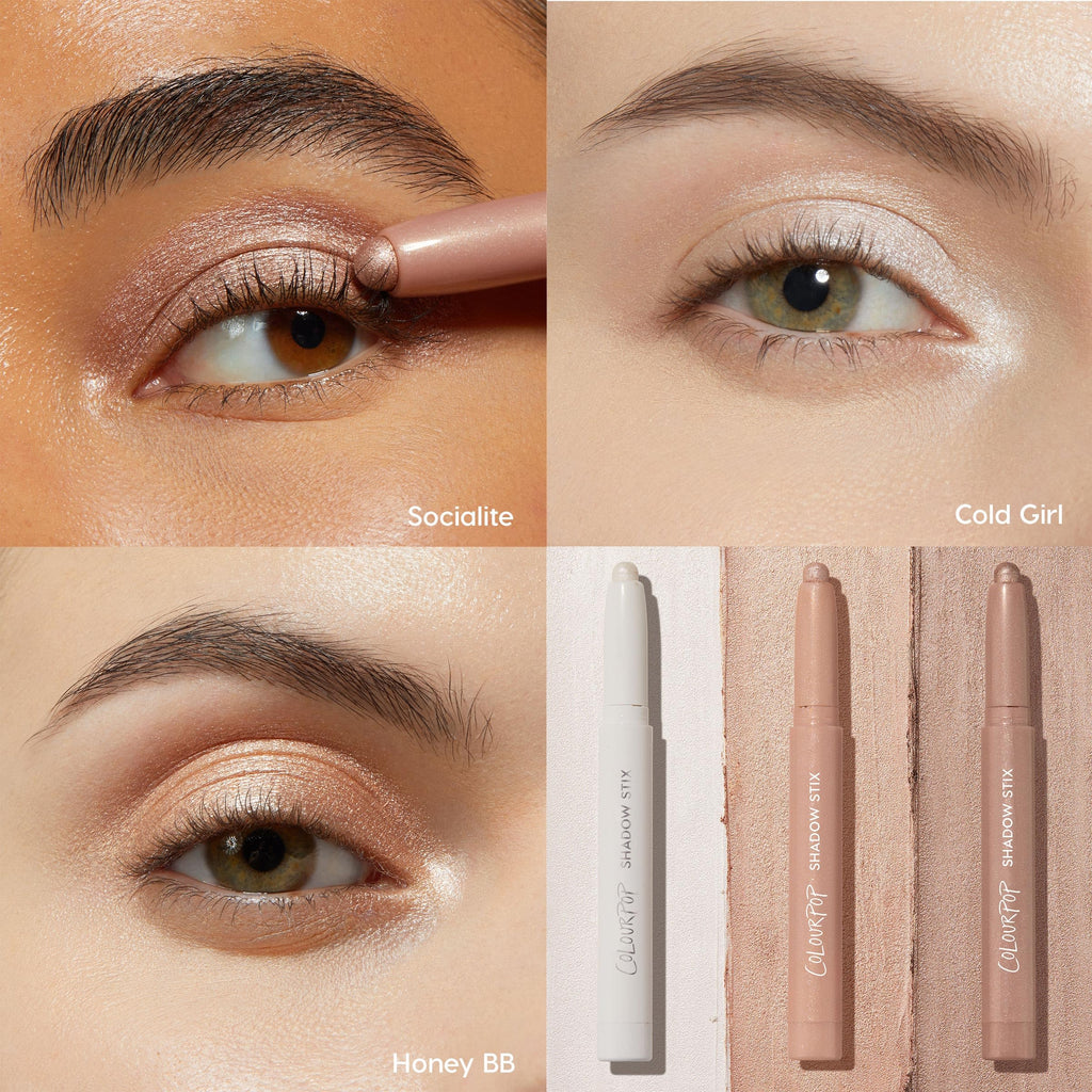 ColourPop Shadow Stix Metallic Neutrals Kit – Vegan, Cruelty-Free Cream Eyeshadow Trio