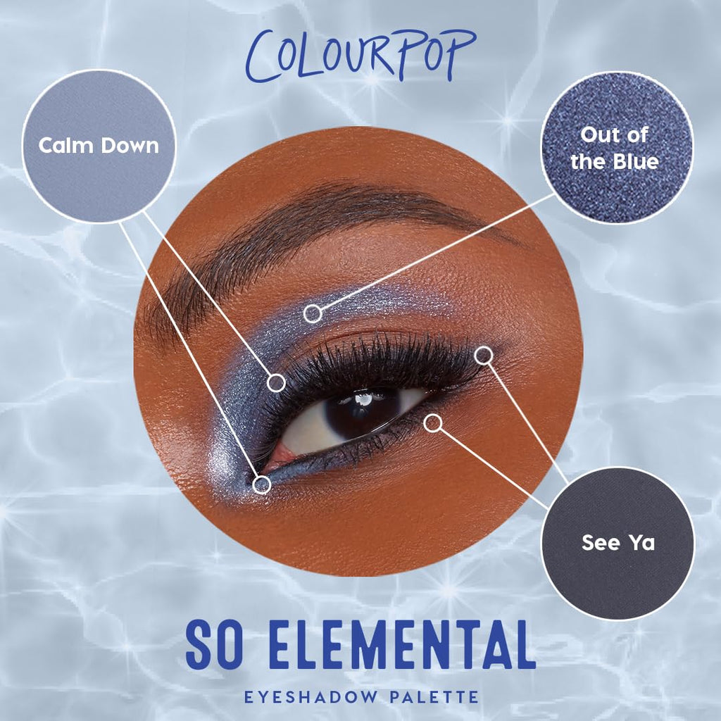 ColourPop So Elemental Eyeshadow Palette – Blue & Silver, Matte + Metallic Finishes (0.3 oz)