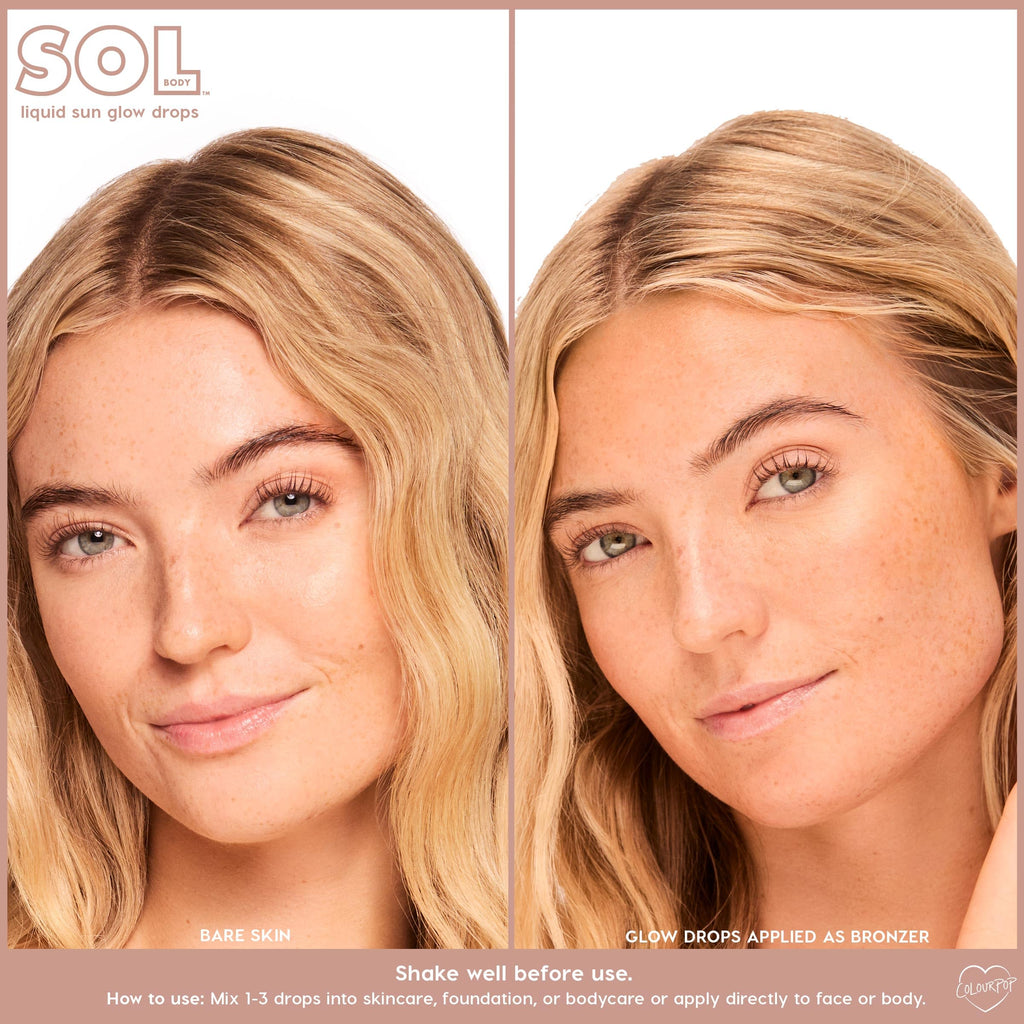 ColourPop Sol Liquid Sun Glow Drops - Buildable Face & Body Bronzer with Niacinamide & Peptides