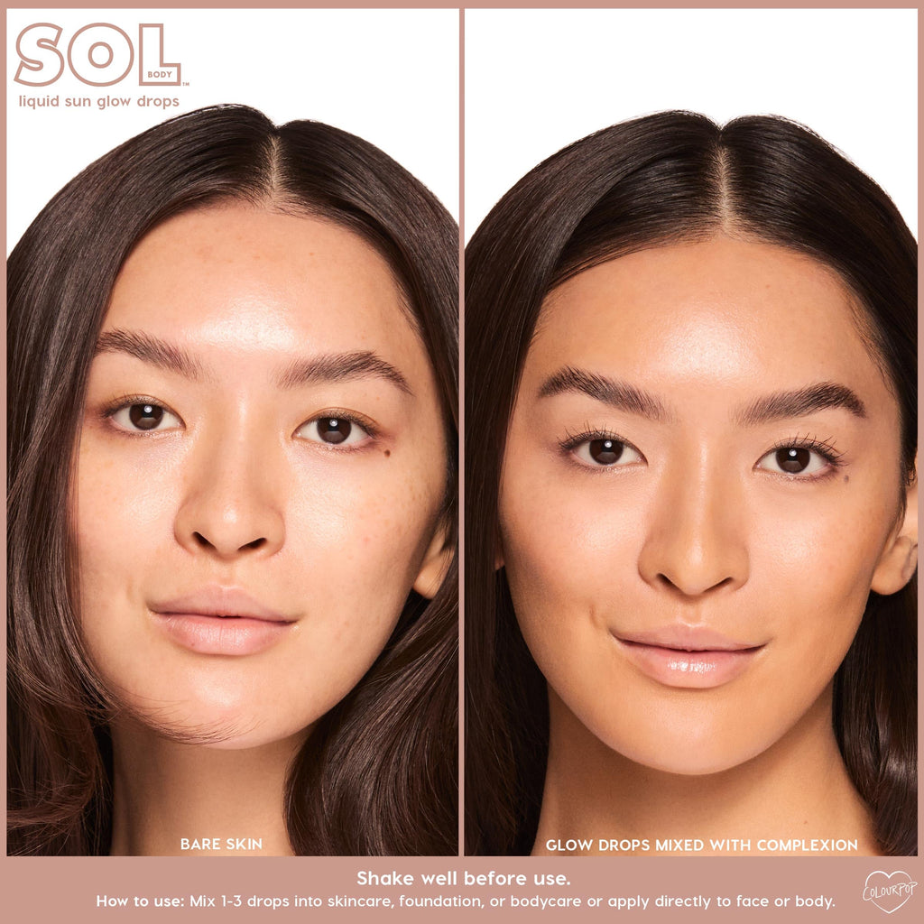 ColourPop Sol Liquid Sun Glow Drops - Buildable Face & Body Bronzer with Niacinamide & Peptides