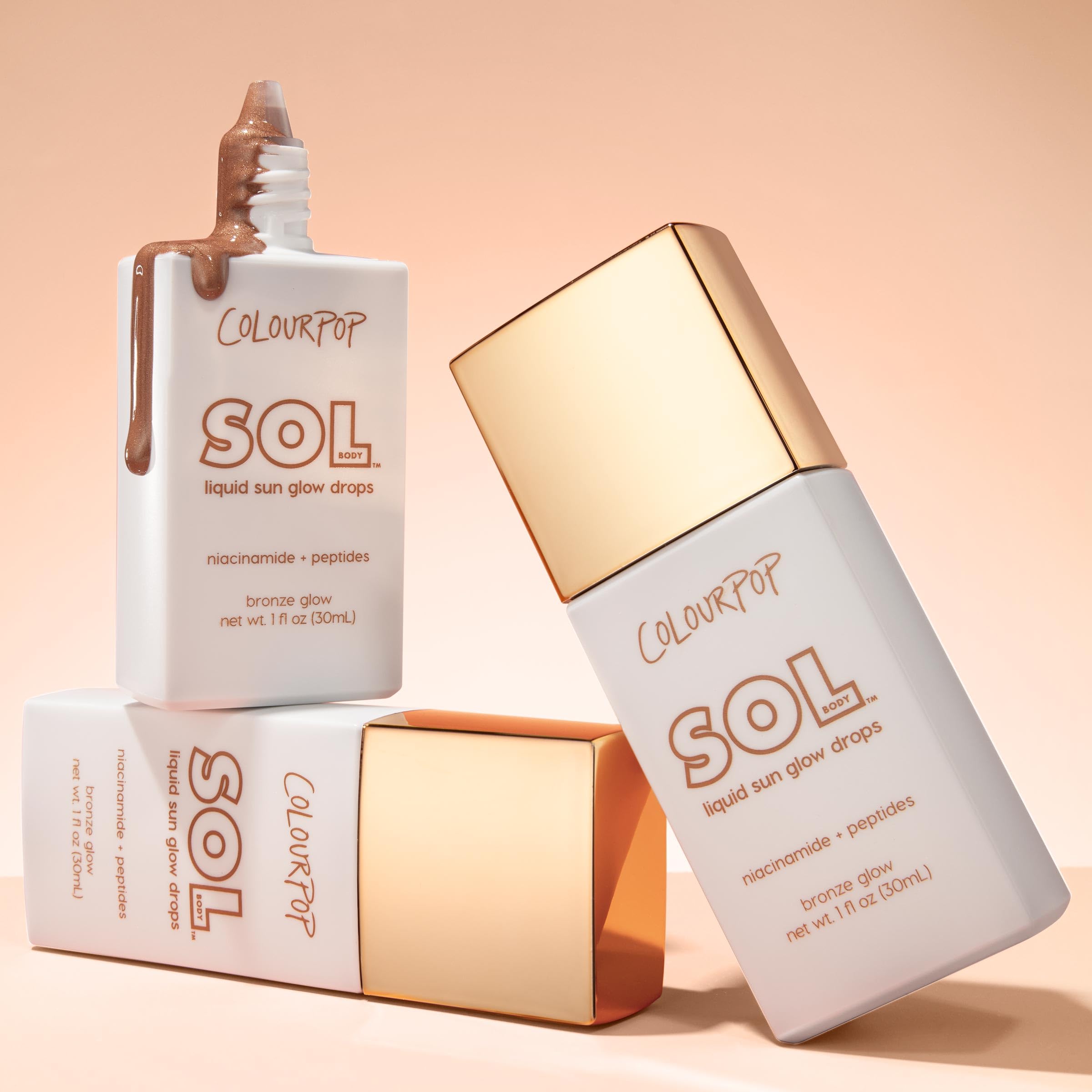 ColourPop Sol Liquid Sun Glow Drops - Buildable Face & Body Bronzer with Niacinamide & Peptides