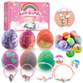 Comfso Dino Egg Bath Bombs for Kids – 6 Surprises & Unicorn Jewelry Gift Set