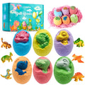 Comfso Kids Bath Bombs – XL Dino Eggs with Surprise Toys | Natural Bubble Bath Gift Set