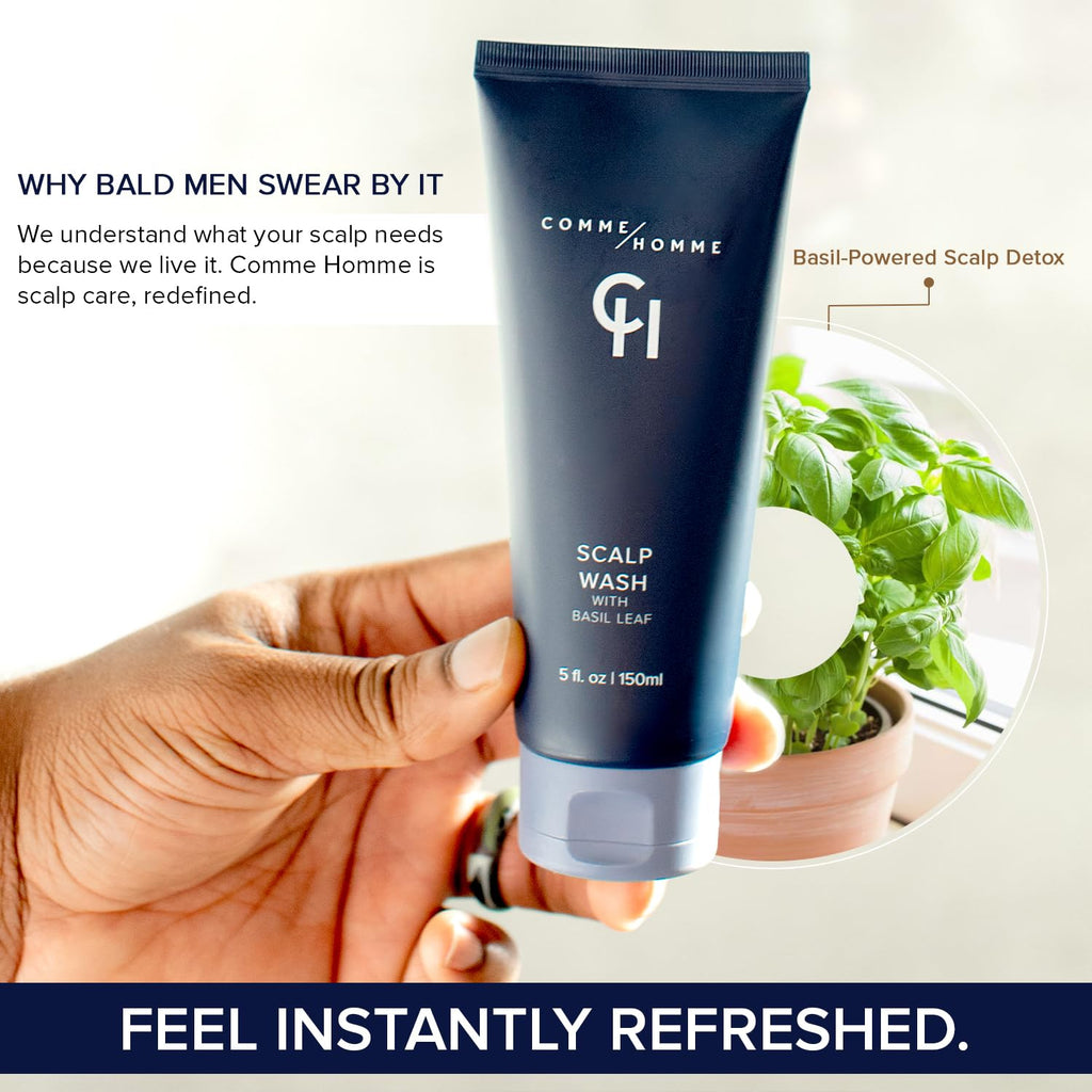 Comme Homme Hydrating Scalp Wash for Bald Men — Basil, Aloe, Tea Tree & Caffeine