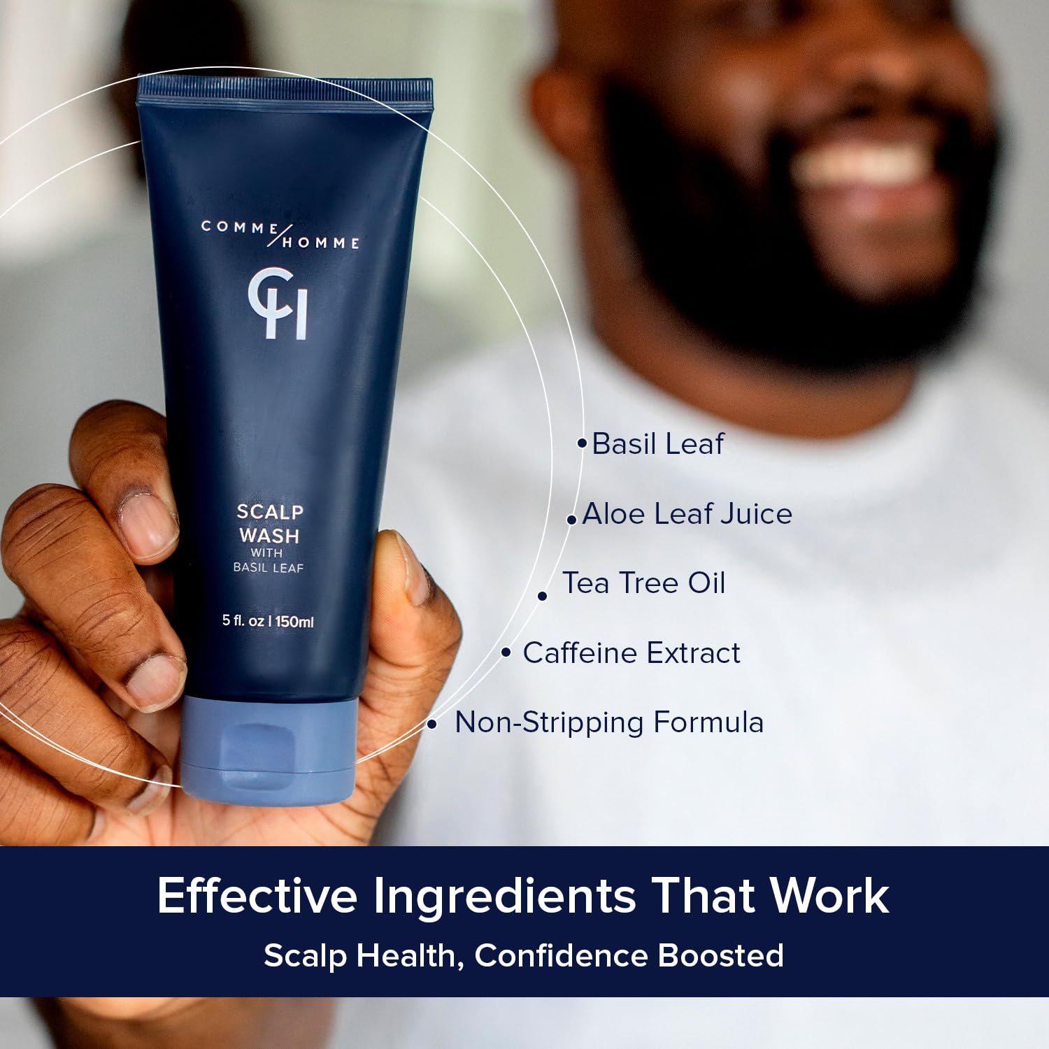 Comme Homme Hydrating Scalp Wash for Bald Men — Basil, Aloe, Tea Tree & Caffeine