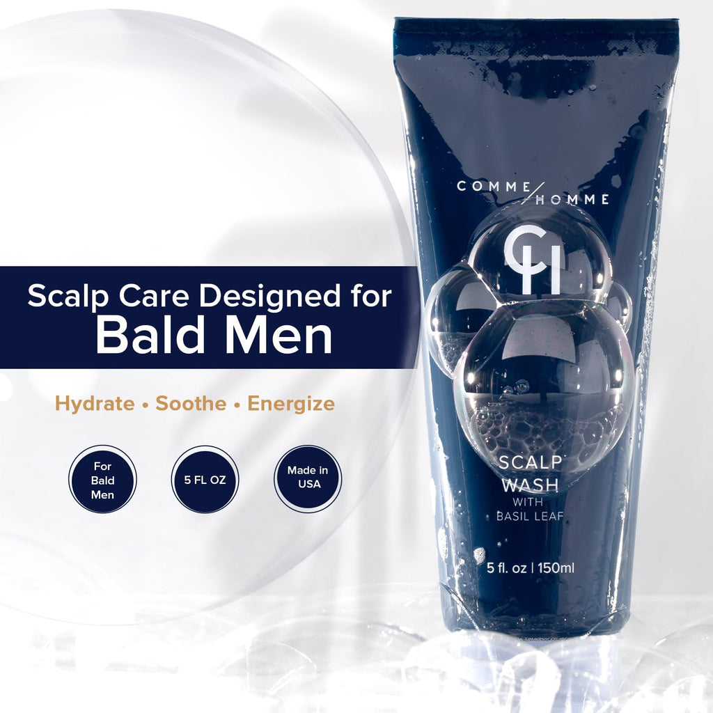 Comme Homme Hydrating Scalp Wash for Bald Men — Basil, Aloe, Tea Tree & Caffeine