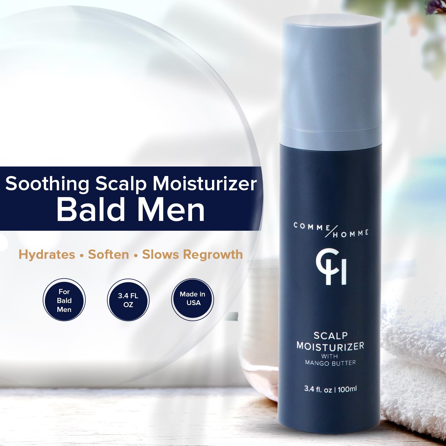 Comme Homme Scalp Moisturizer for Bald Men – Hydration & Slow Regrowth (Pack of 2)