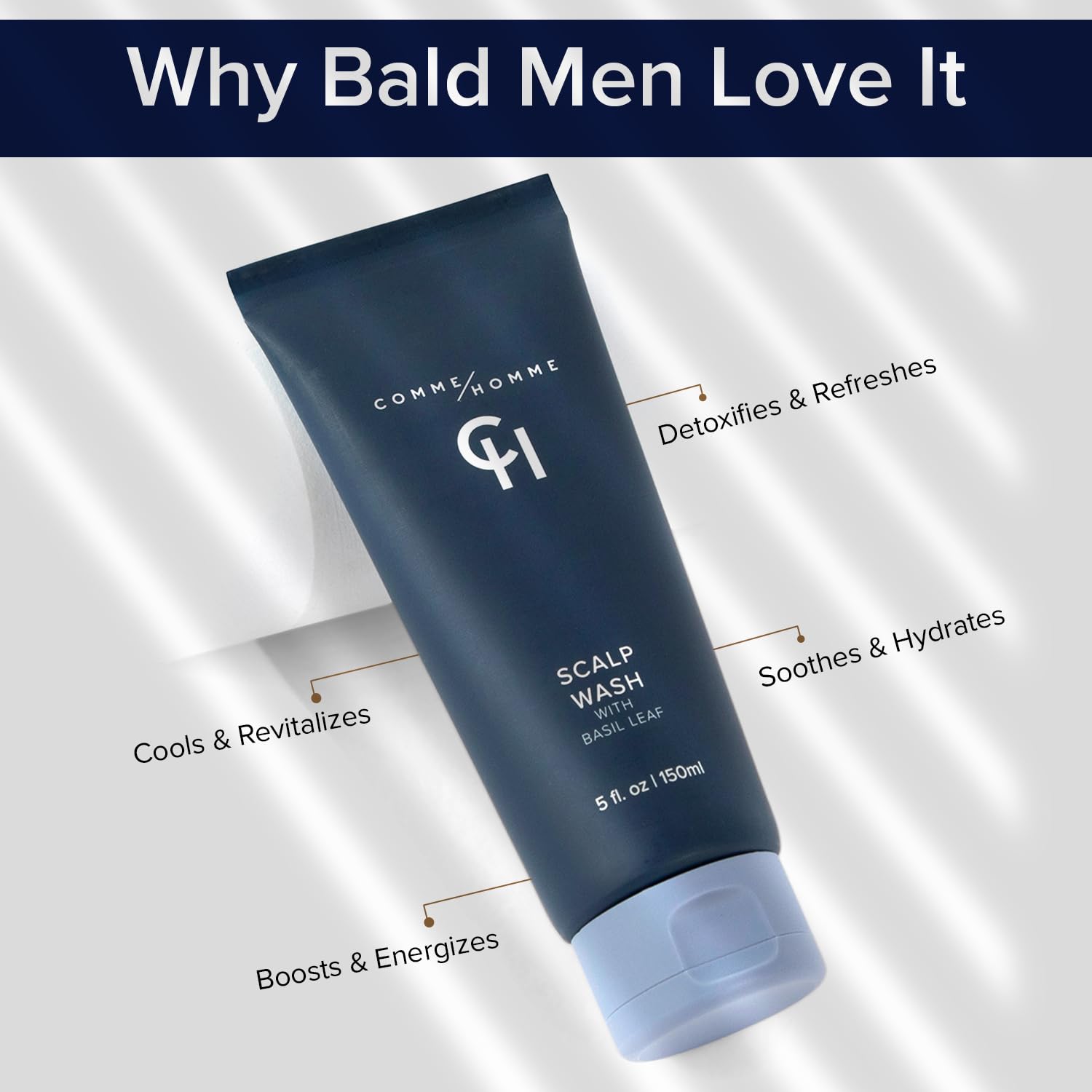 Comme Homme Hydrating Scalp Wash for Bald Men — Basil, Aloe, Tea Tree & Caffeine