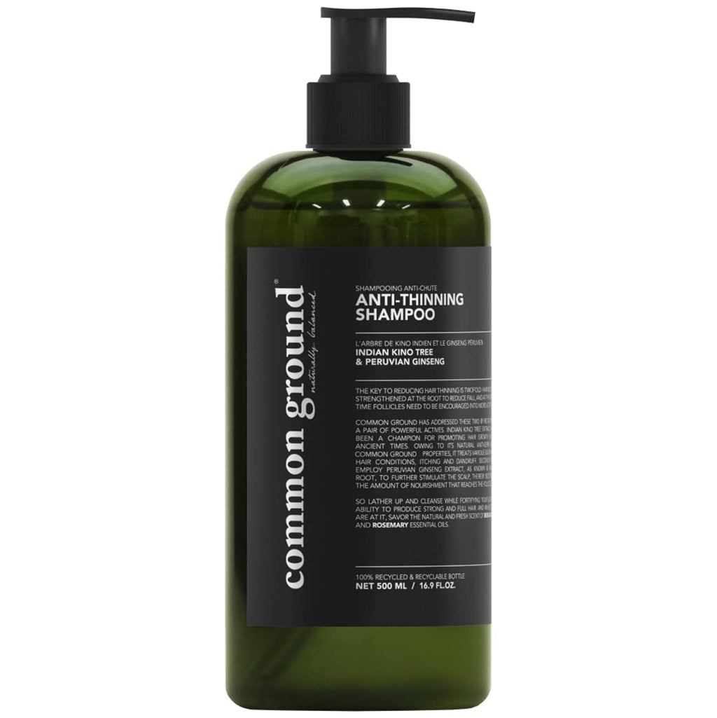 Common Ground Natural Anti-Thinning Shampoo - Bergamot & Rosemary, DHT-Blocking, Vegan & Cruelty-Free
