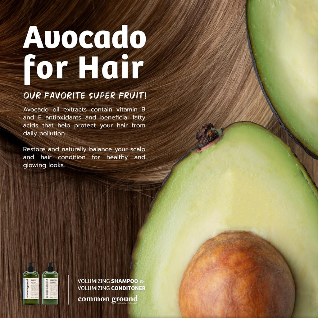 Common Ground Natural Shampoo & Conditioner Set — Paraben Free, Vegan, Plant-Based, Avocado Oil