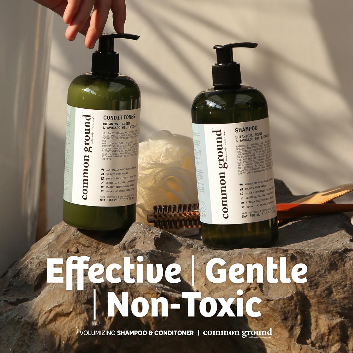 Common Ground Natural Shampoo & Conditioner Set — Paraben Free, Vegan, Plant-Based, Avocado Oil