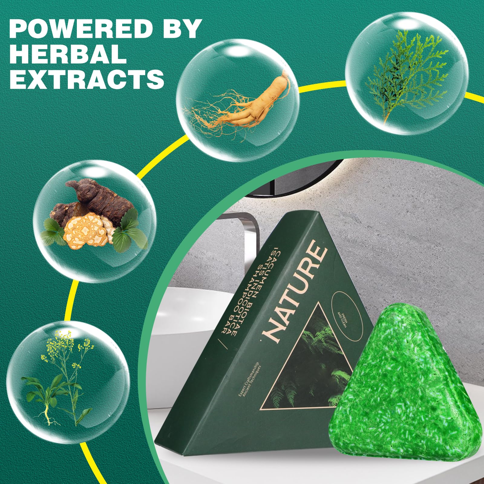 2-Pack Nature Triangle Shampoo Bar with Foaming Nets | Nature Seven Green Hair Care