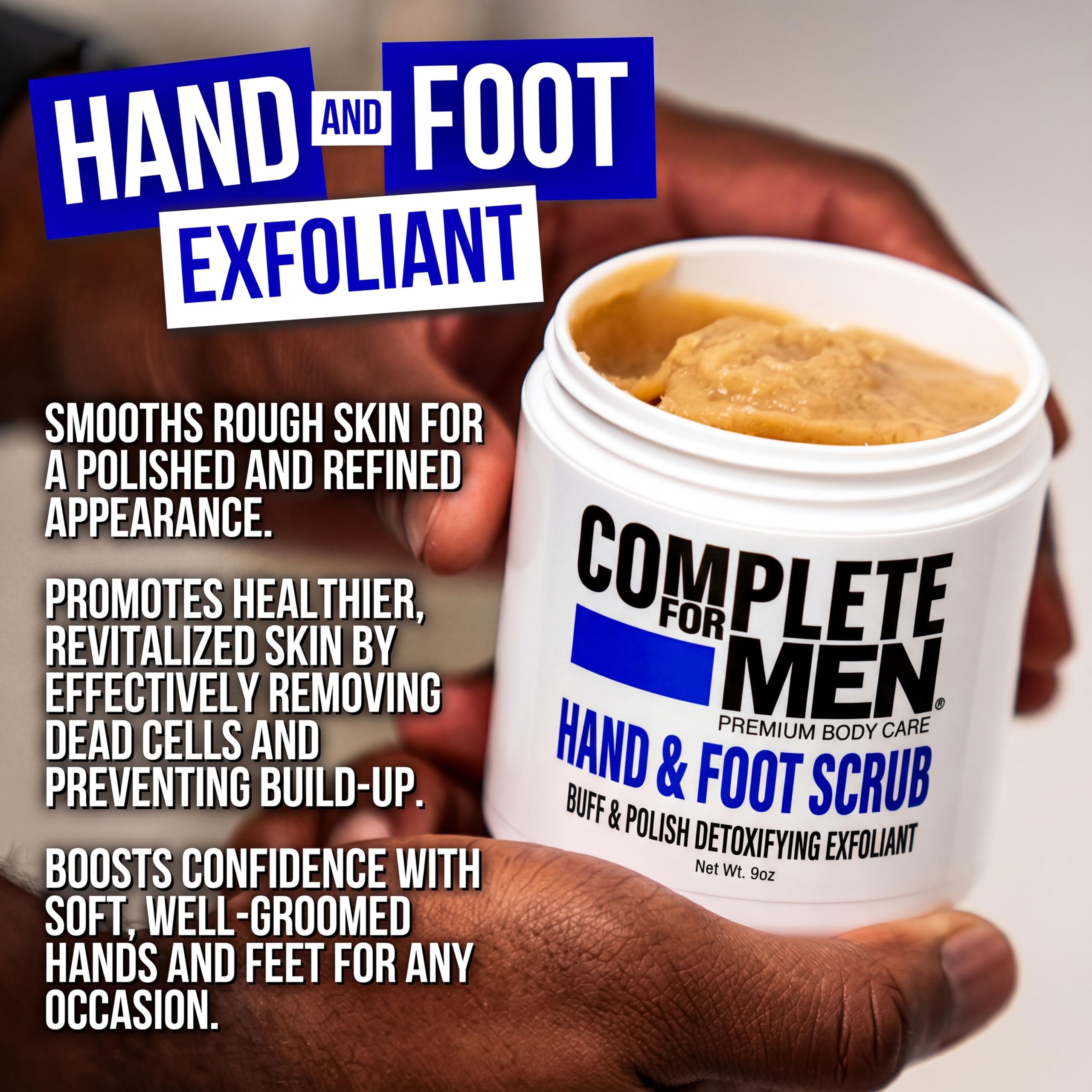 COMPLETE FOR MEN Hand & Foot Scrub – Exfoliating Sugar Scrub for Dry Skin