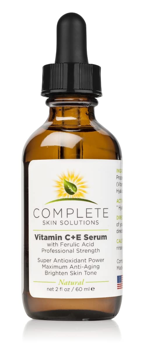 Complete Skin Solutions Natural Best Vitamin C Serum – 2 oz with Ferulic, Hyaluronic Acid, Vitamin C 15% – Made in USA