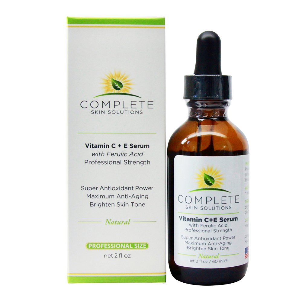 Complete Skin Solutions Natural Best Vitamin C Serum – 2 oz with Ferulic, Hyaluronic Acid, Vitamin C 15% – Made in USA