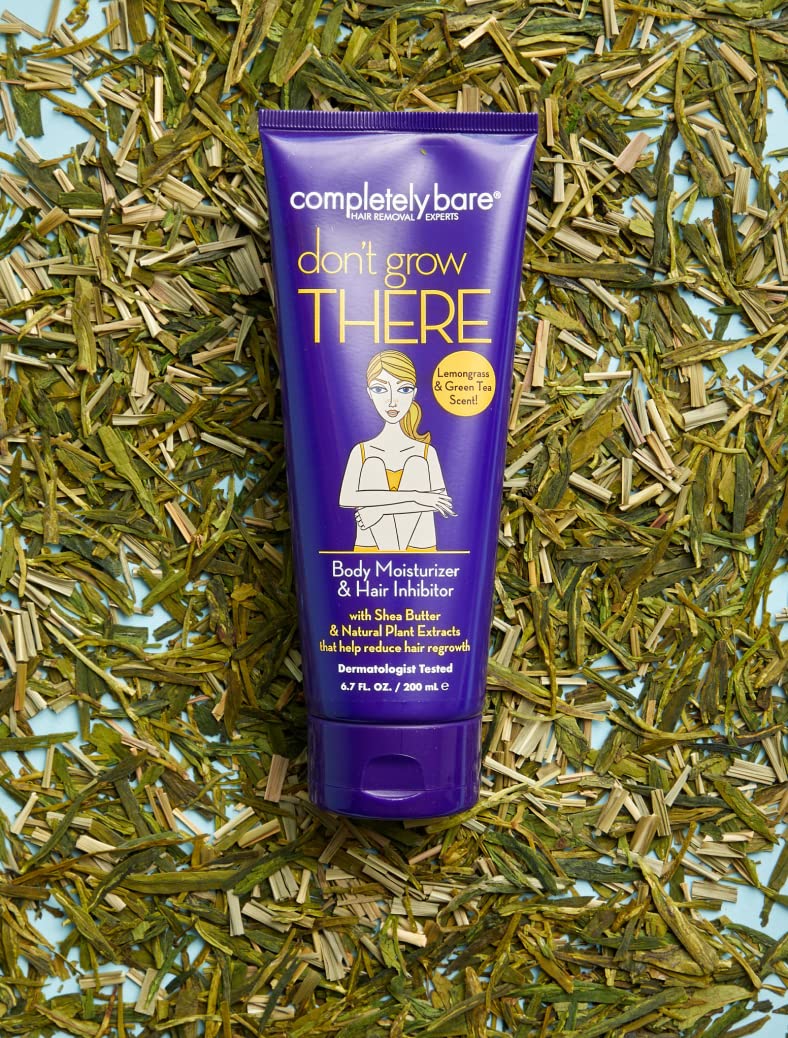 Completely Bare dont grow THERE Body Moisturizer & Hair Inhibitor – Shea Butter, Lemongrass & Green Tea, 6.7 oz