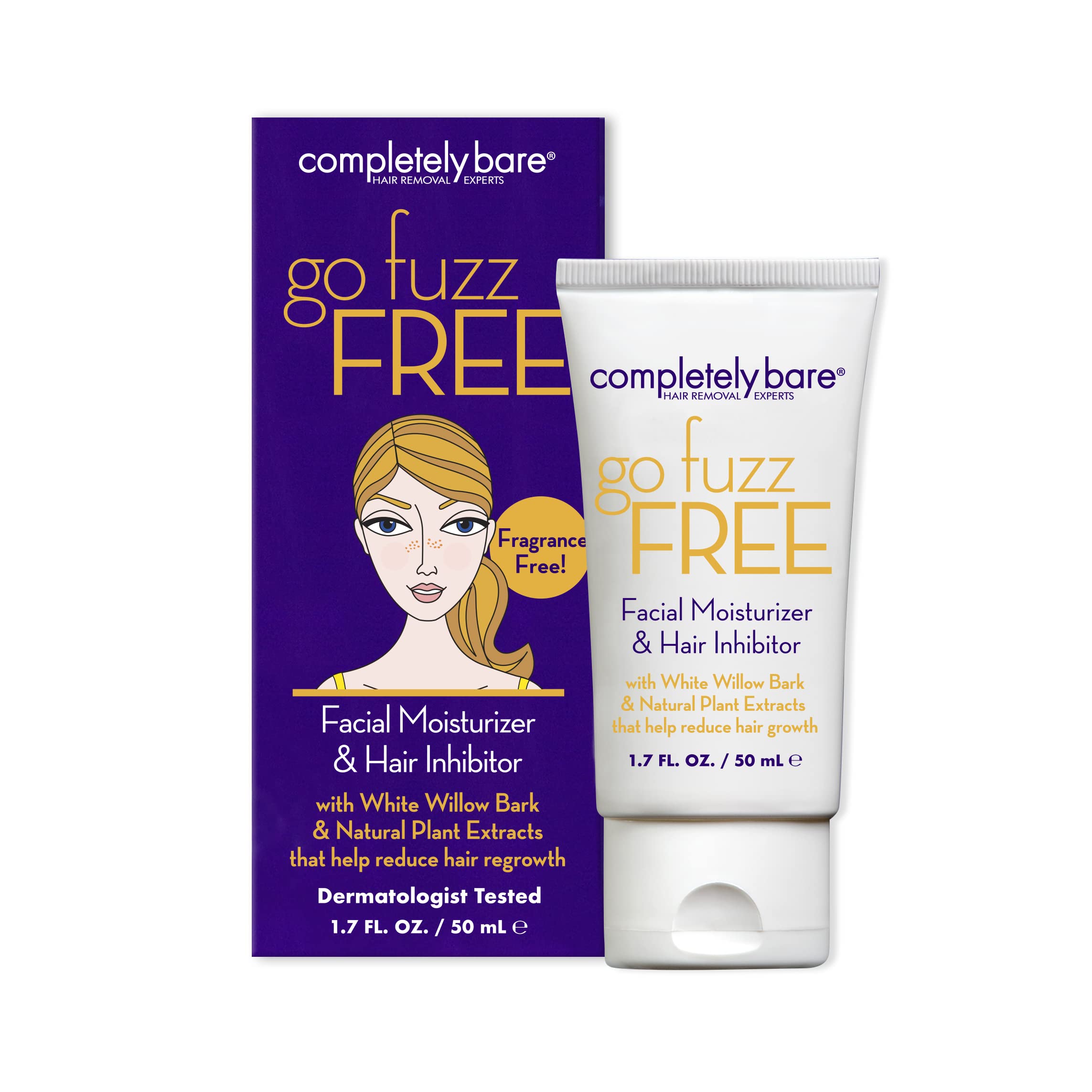 Completely Bare go fuzz FREE Face Moisturizer & Hair Inhibitor - Anti-Aging & Hair Minimizers